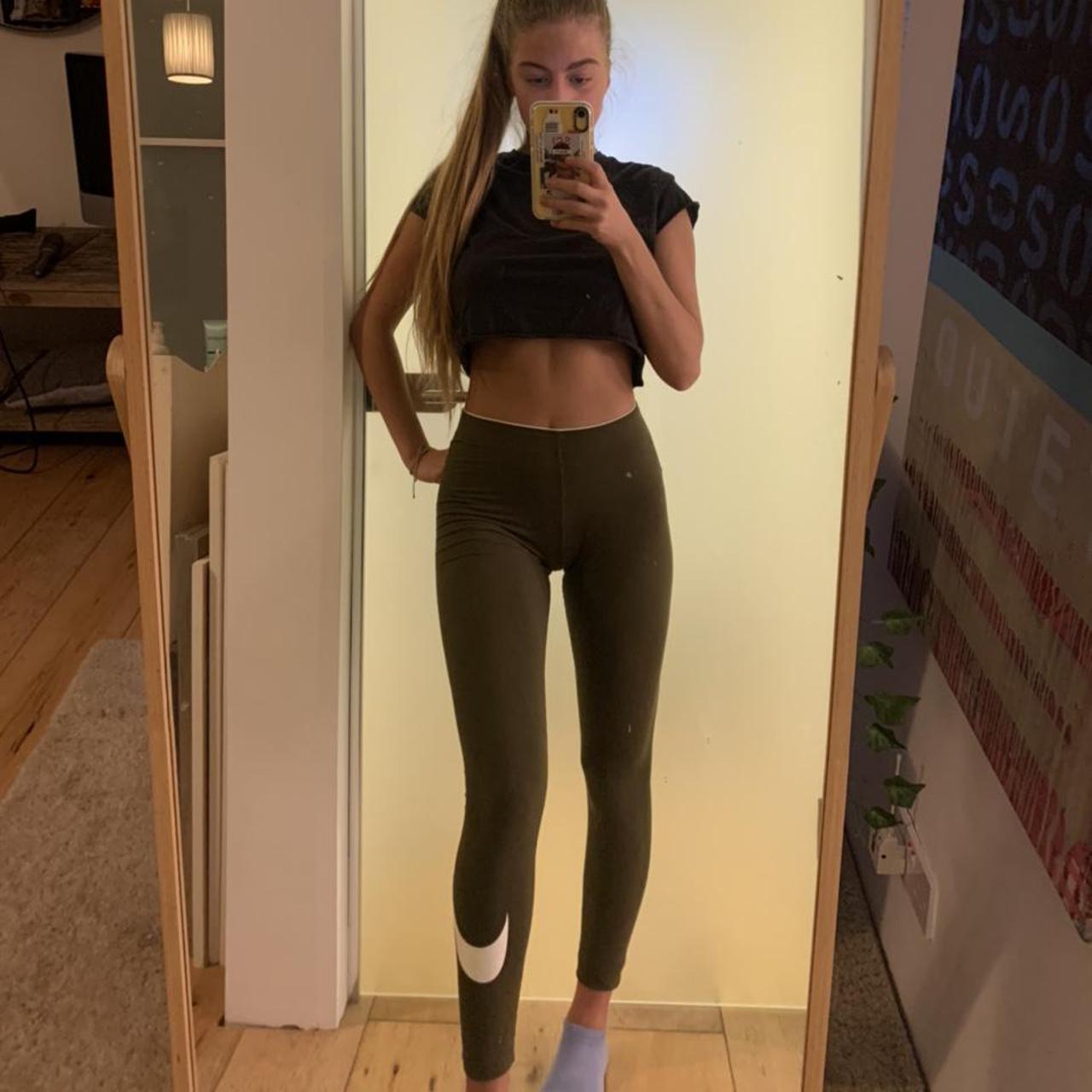 Khaki green Nike leggings. Been worn very few times.... - Depop