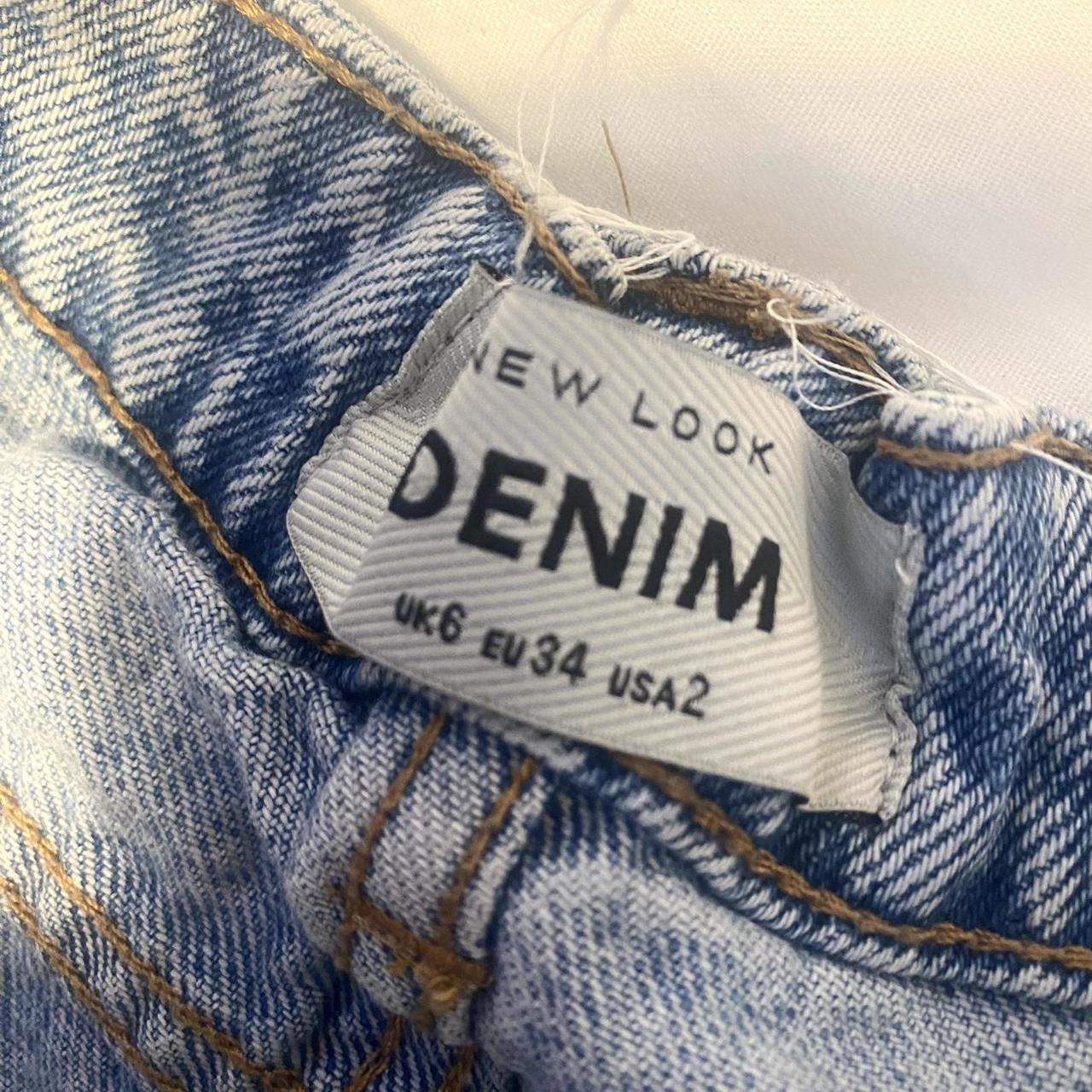 NEW LOOK BLUE DENIM SKIRT - frayed edge UK size 6 - Depop