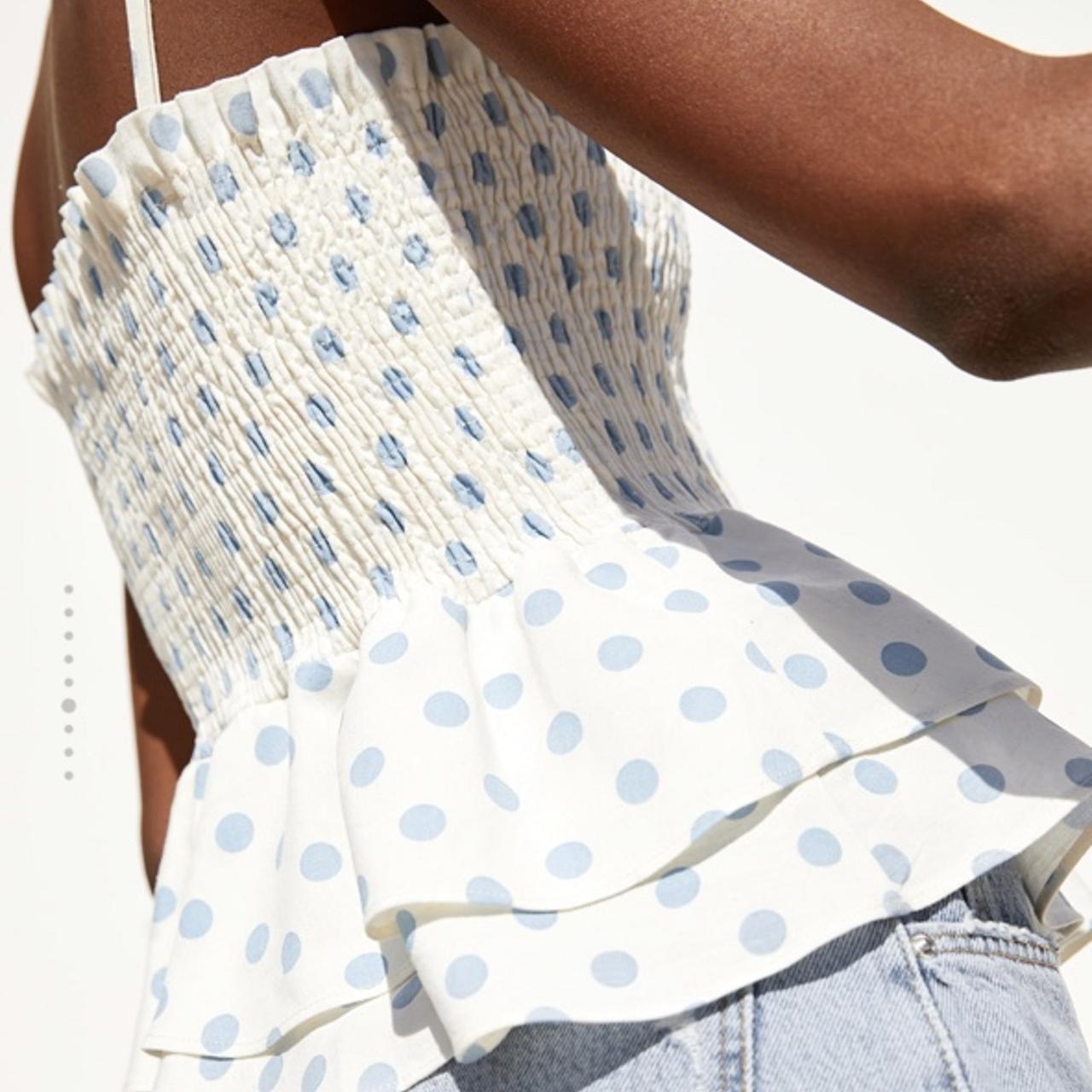 Zara polka dot ruffle top Size S zara zaratop... Depop
