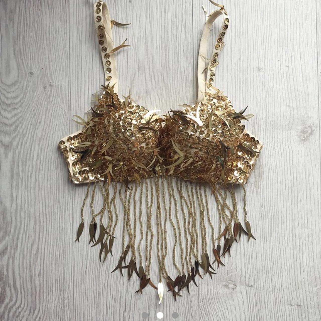 Gold Feather Bra Top