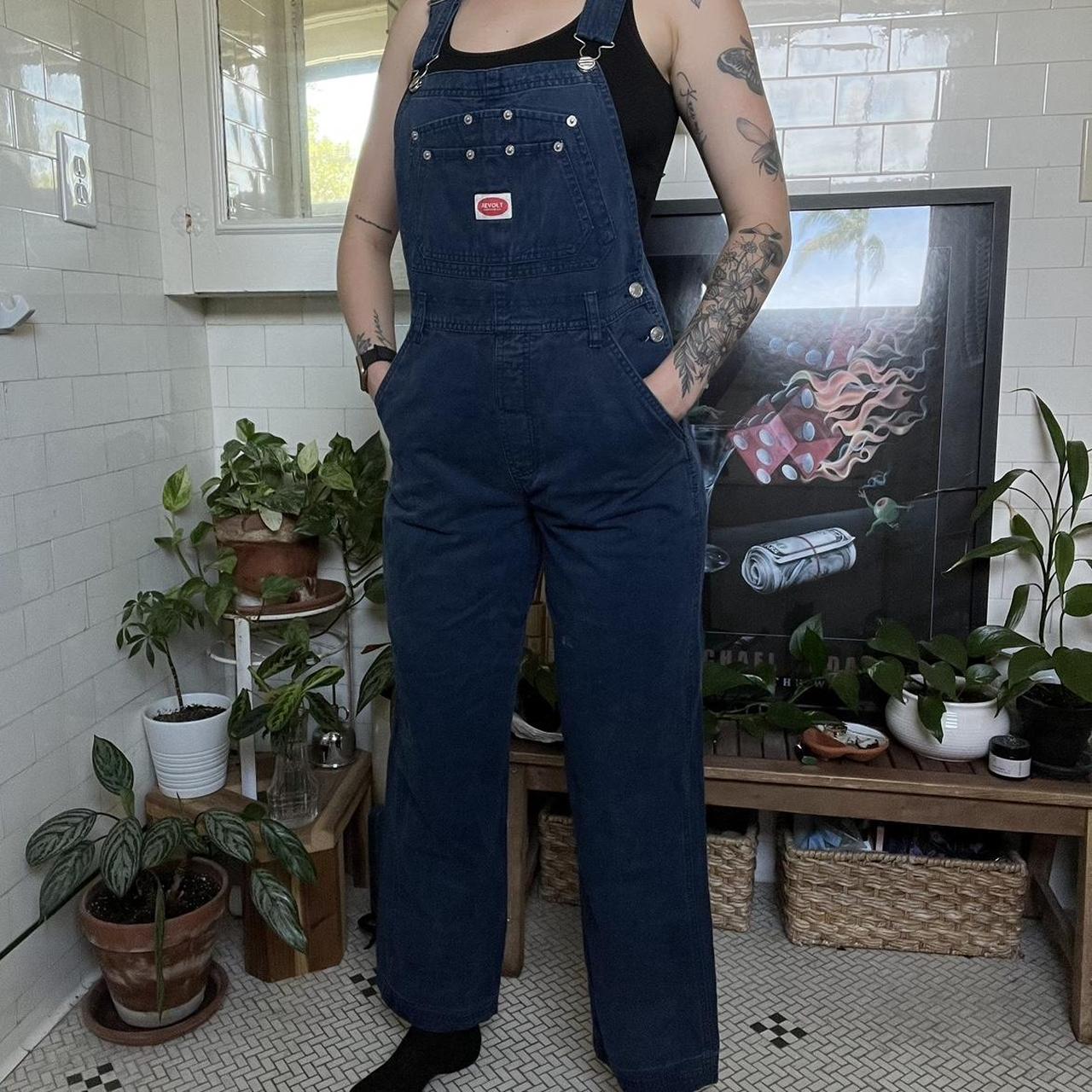 Vintage Navy Overalls By Revolt Labeled size... - Depop