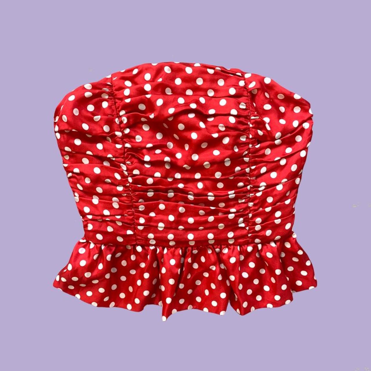 red and white polka dot corset