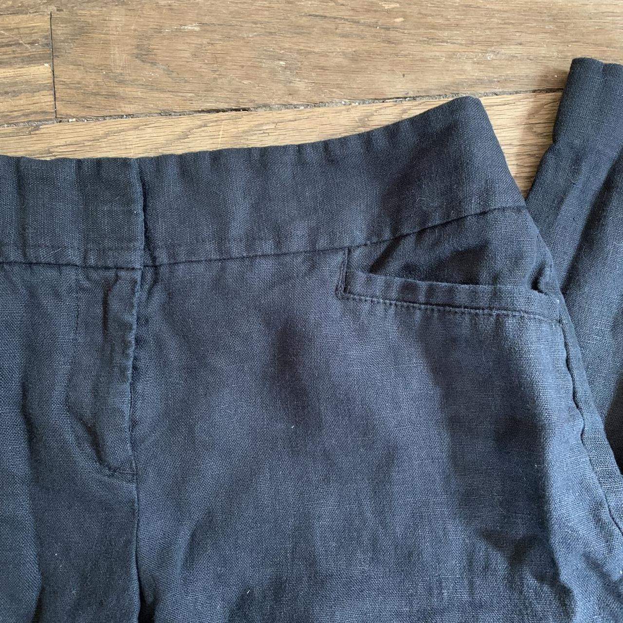 black straight leg low rise linen pants from loft.... - Depop