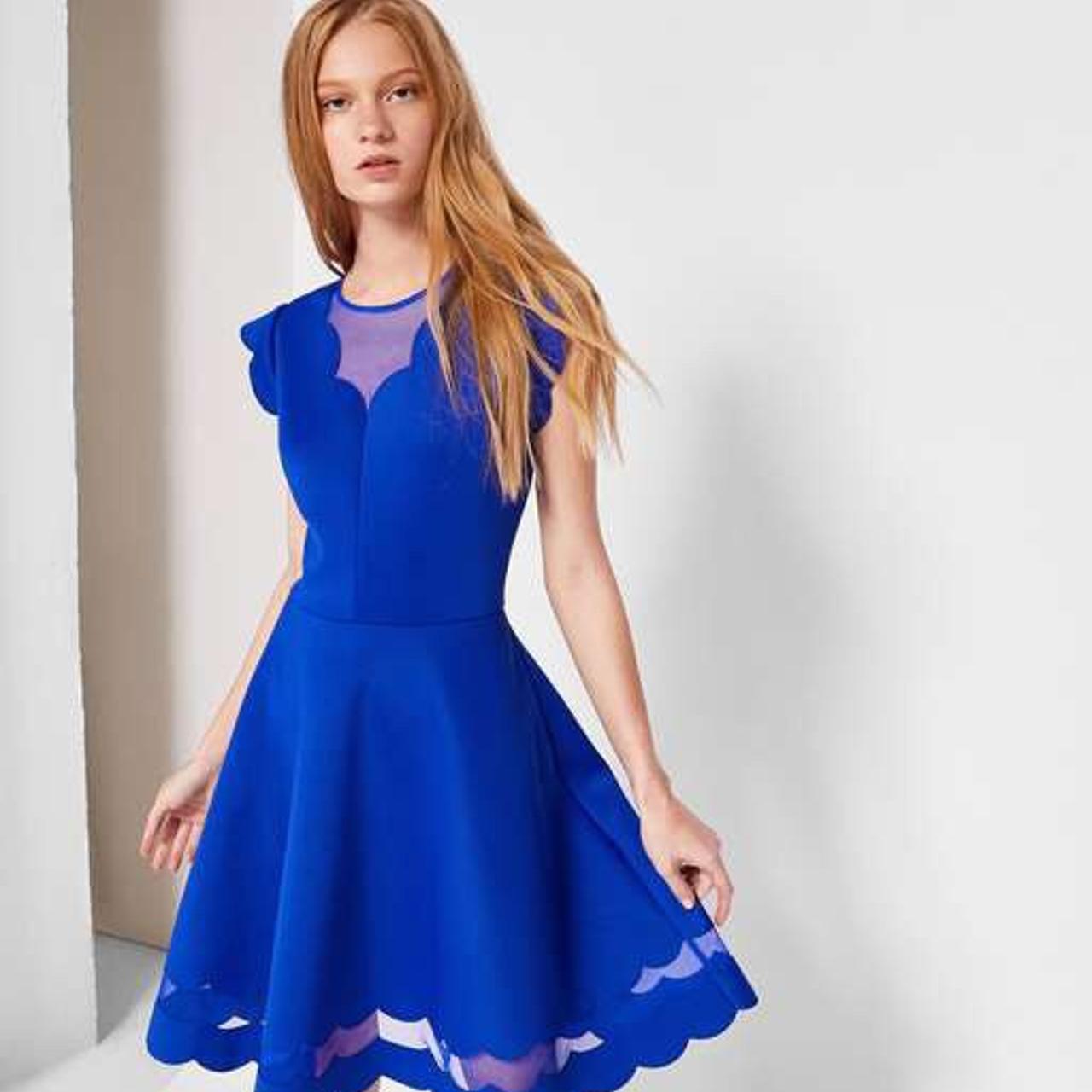 Ted Baker royal blue scallop dress Size ...