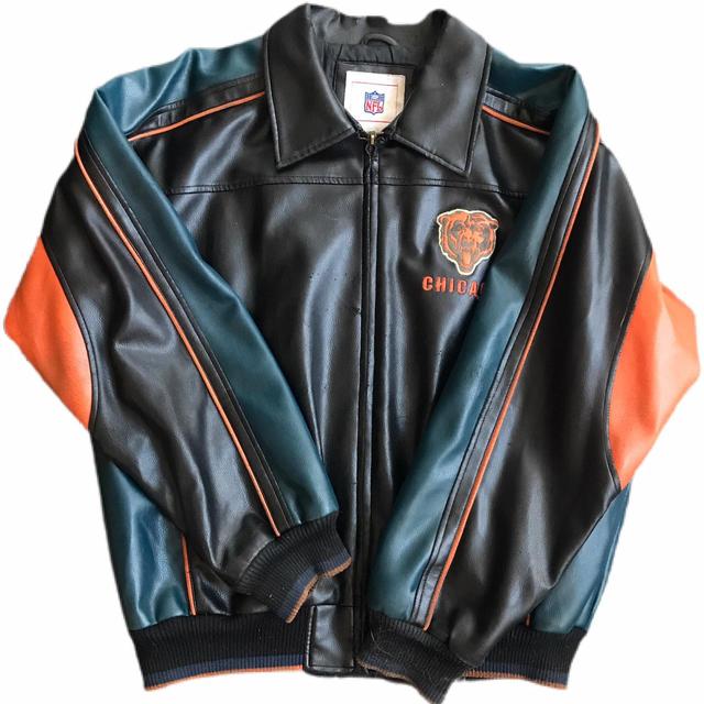 Vintage Chicago Bears Leather Jacket Shipping... - Depop