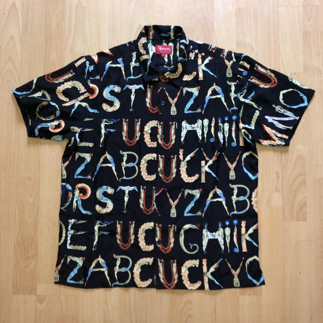 SUPREME silk alphabet shirt , Cease to desist....