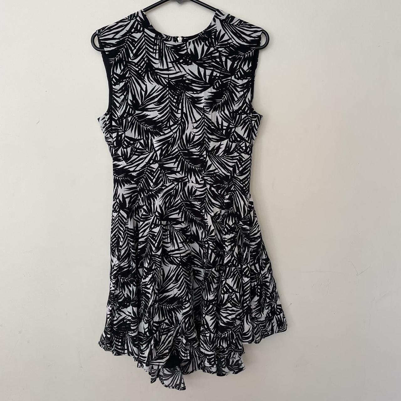 H&M black and white floral skater style dress.... - Depop