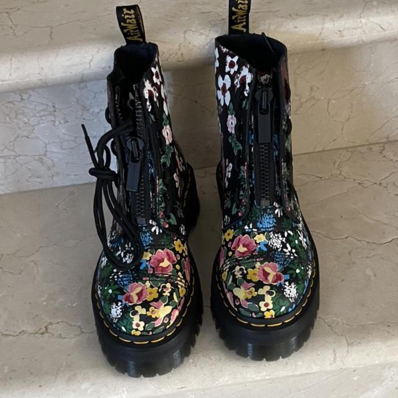 Doc Martens Sinclair Floral Mash up boot Platforms... - Depop