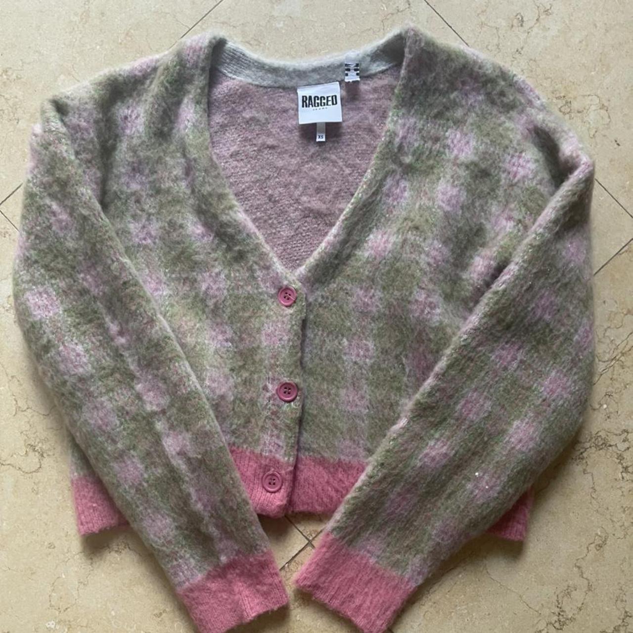 The Ragged Priest Women's Green and Pink Cardigan