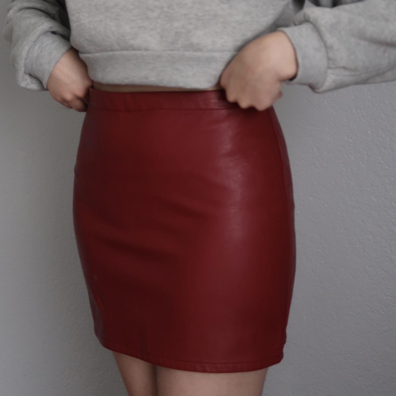 forever 21 red leather skirt