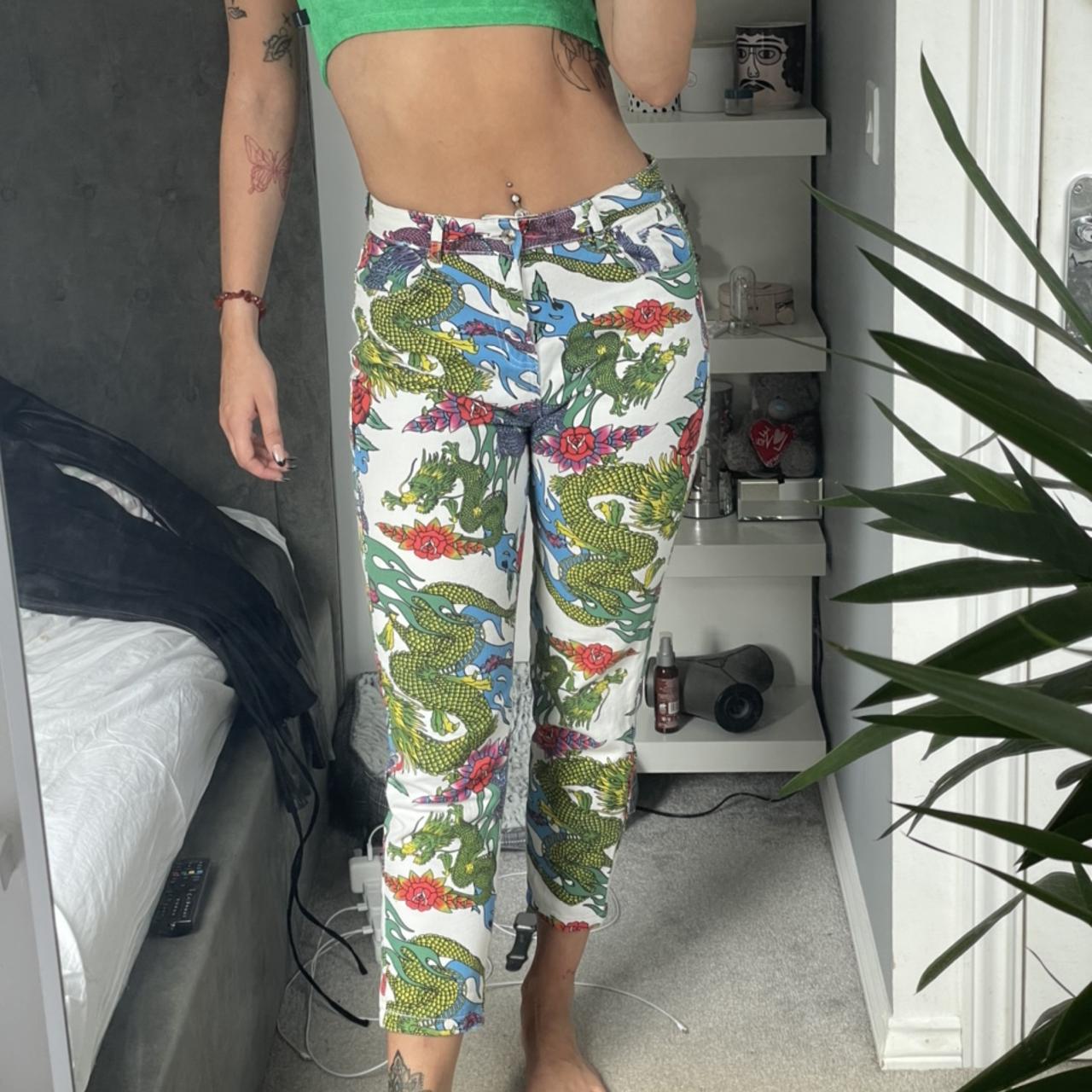 Jaded london dragon hot sale print mom jeans