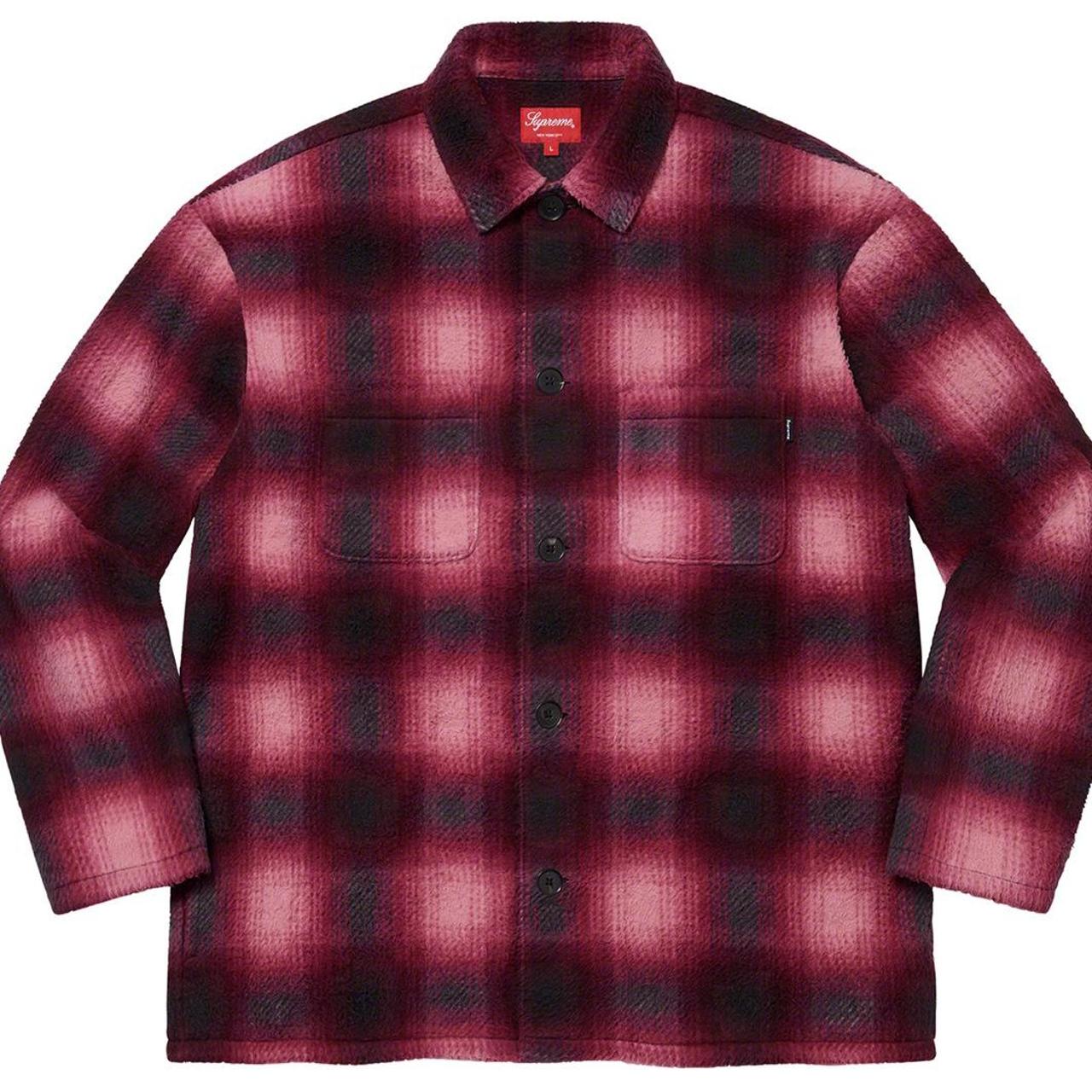 Supreme Shadow Plaid Fleece Shirt - Red - Depop