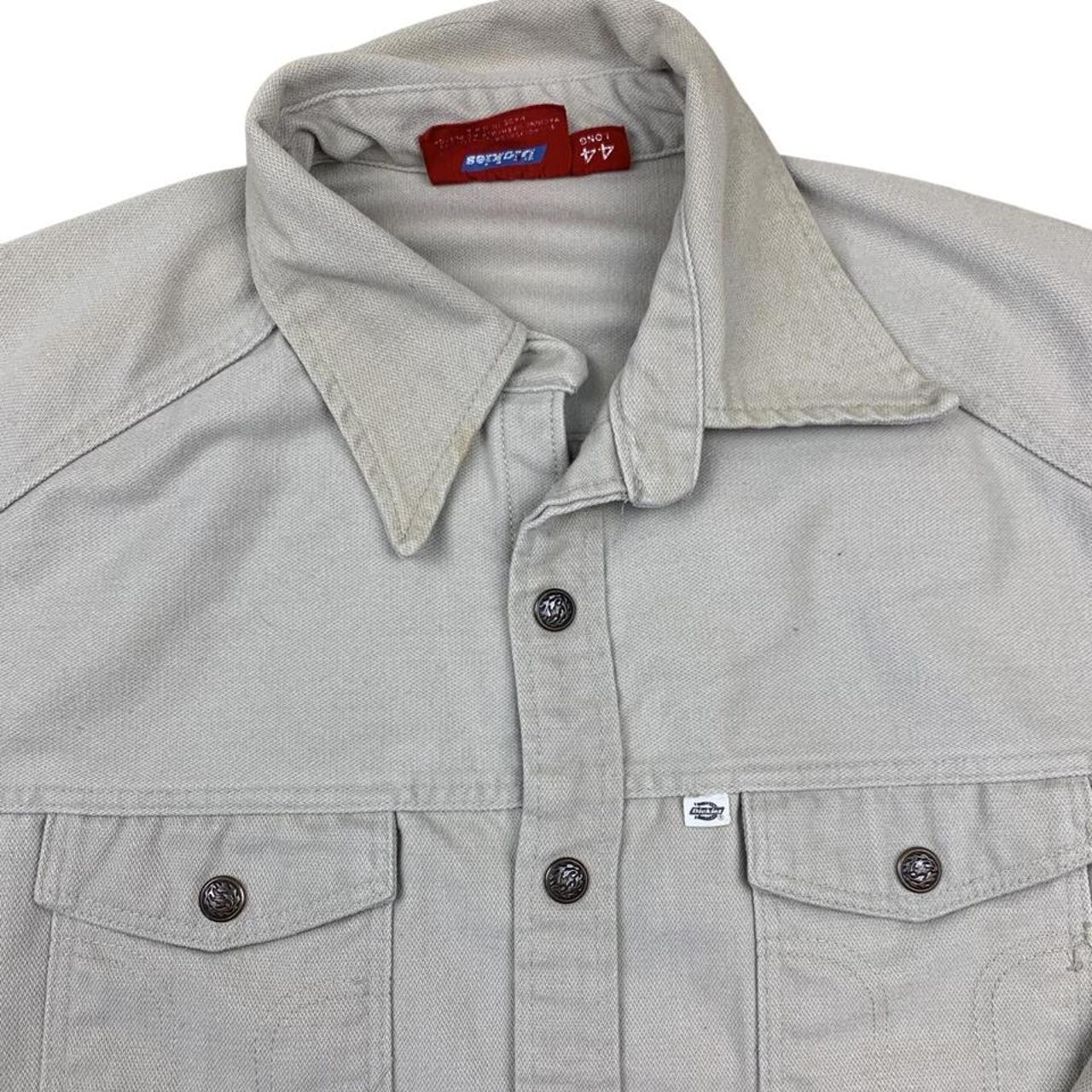 Vintage Dickies Button Up Thick Cotton Work Shirt... - Depop