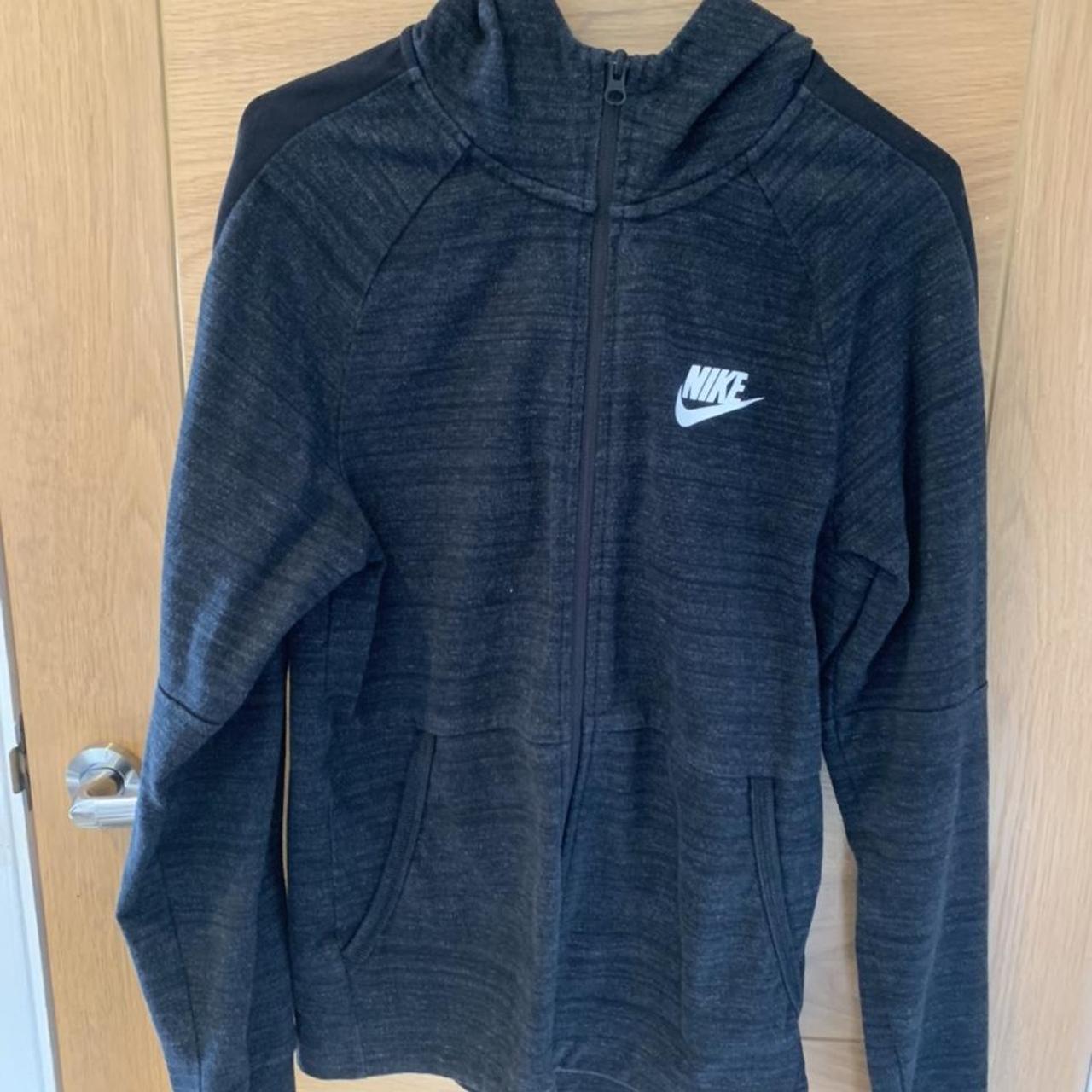Mens Nike Zip through hoodie in black and grey.... Depop