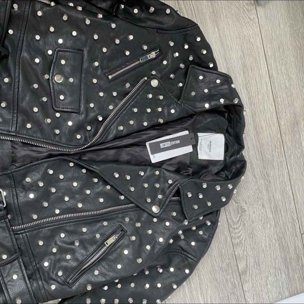 Mango studded hotsell leather jacket