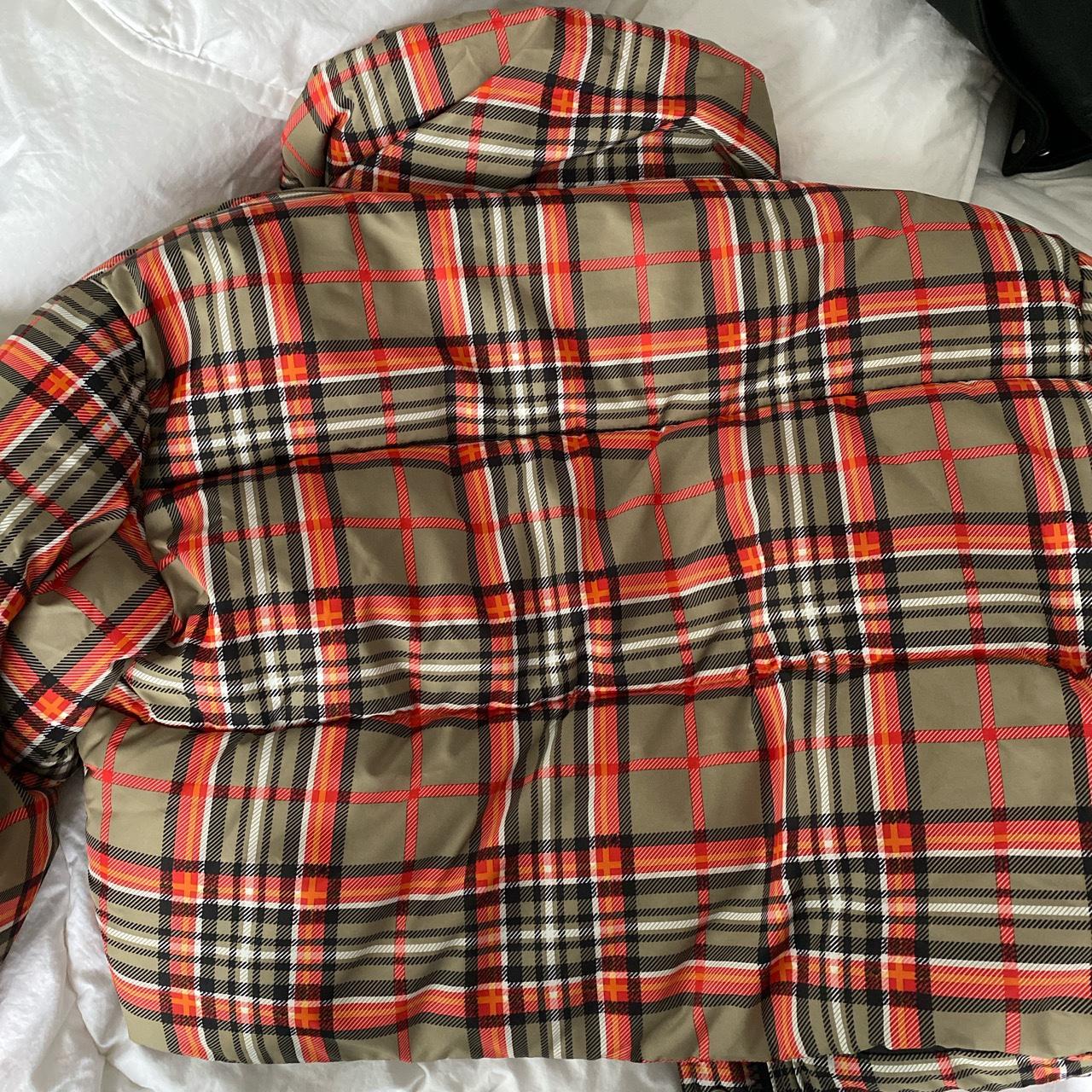 Topshop check orange/beige cropped puffer...