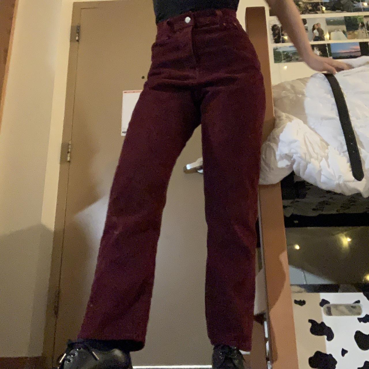 Levi's Women's Burgundy and Red Trousers | Depop