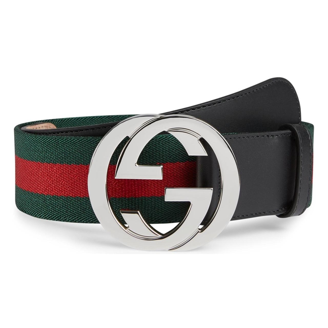 Men’s Green and Red Gucci Signature striped webbing... - Depop