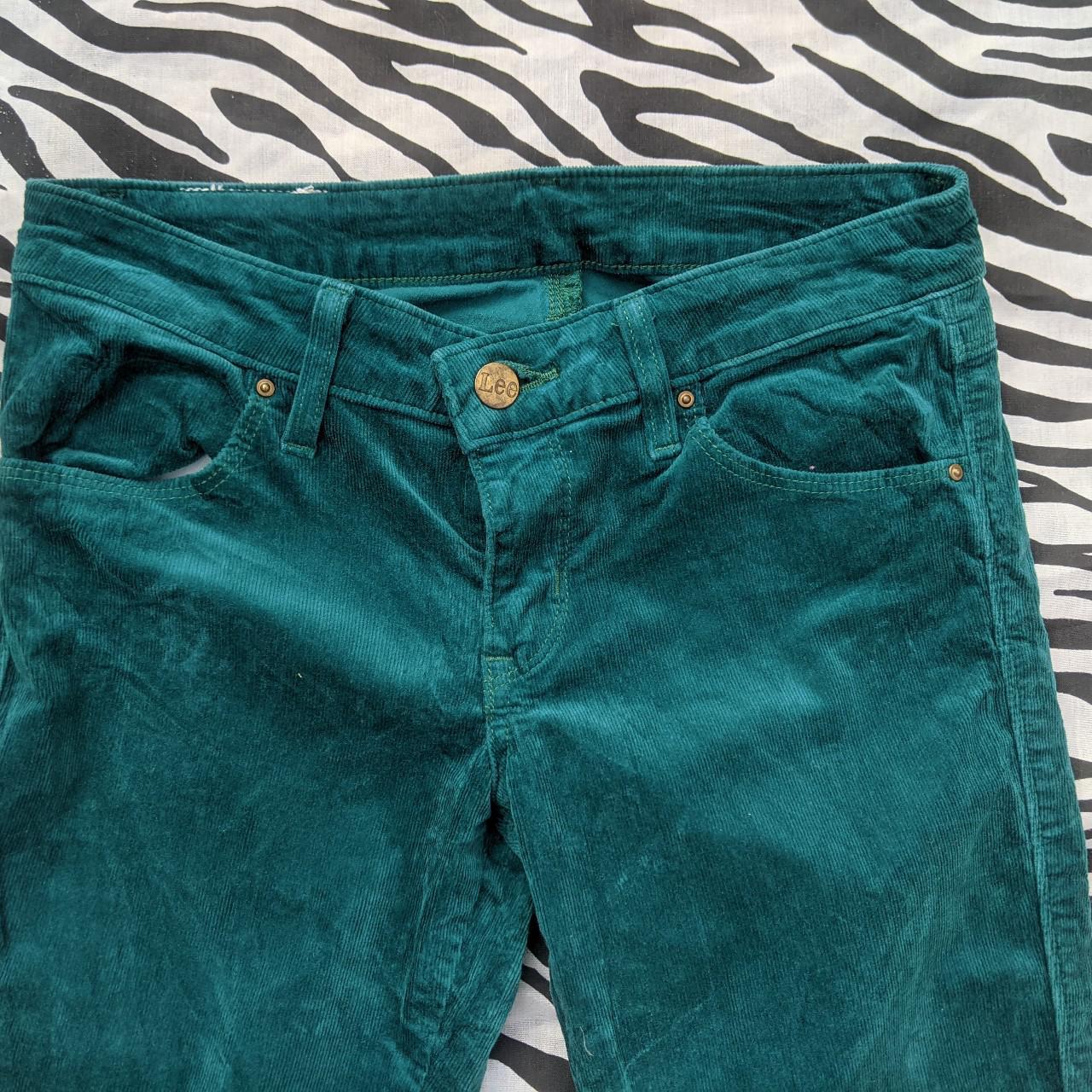 Vintage Lee corduroy jeans in teal. Striking... - Depop