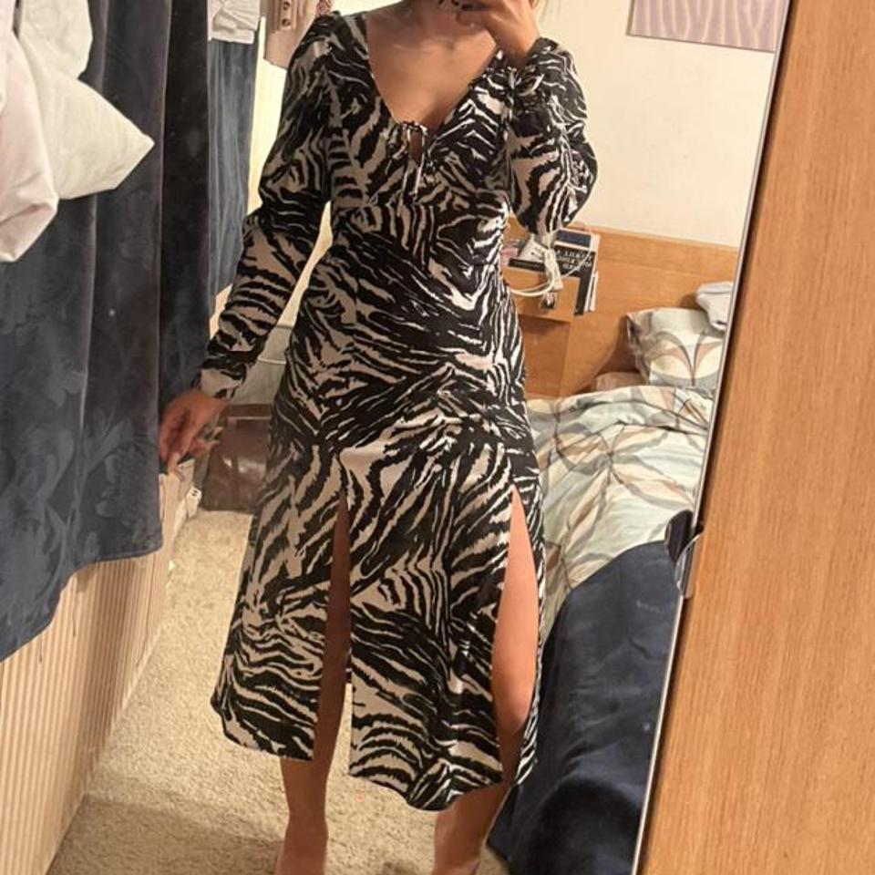 Topshop zebra print midi on sale dress