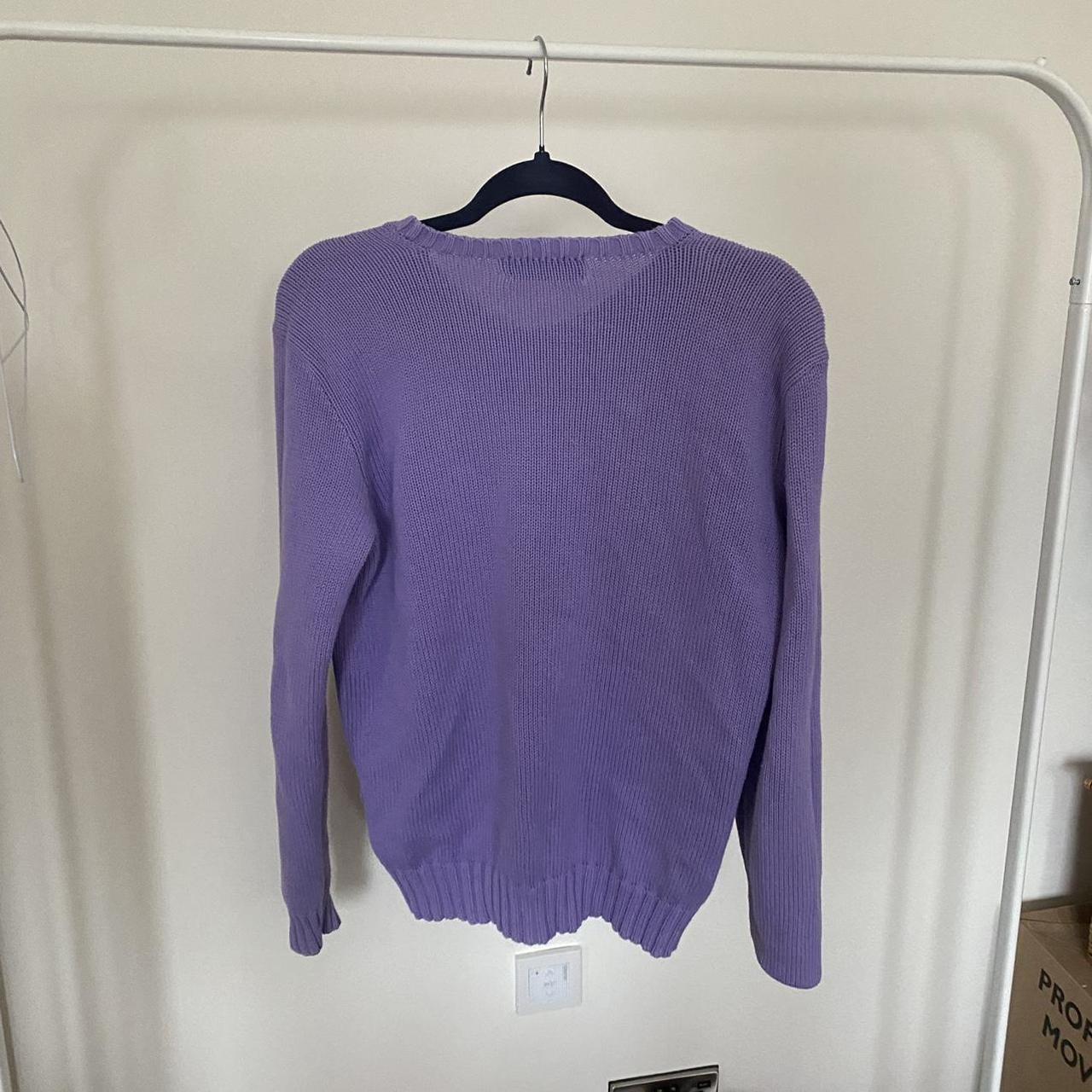 one of a kind vintage v neck knit purple polo... - Depop