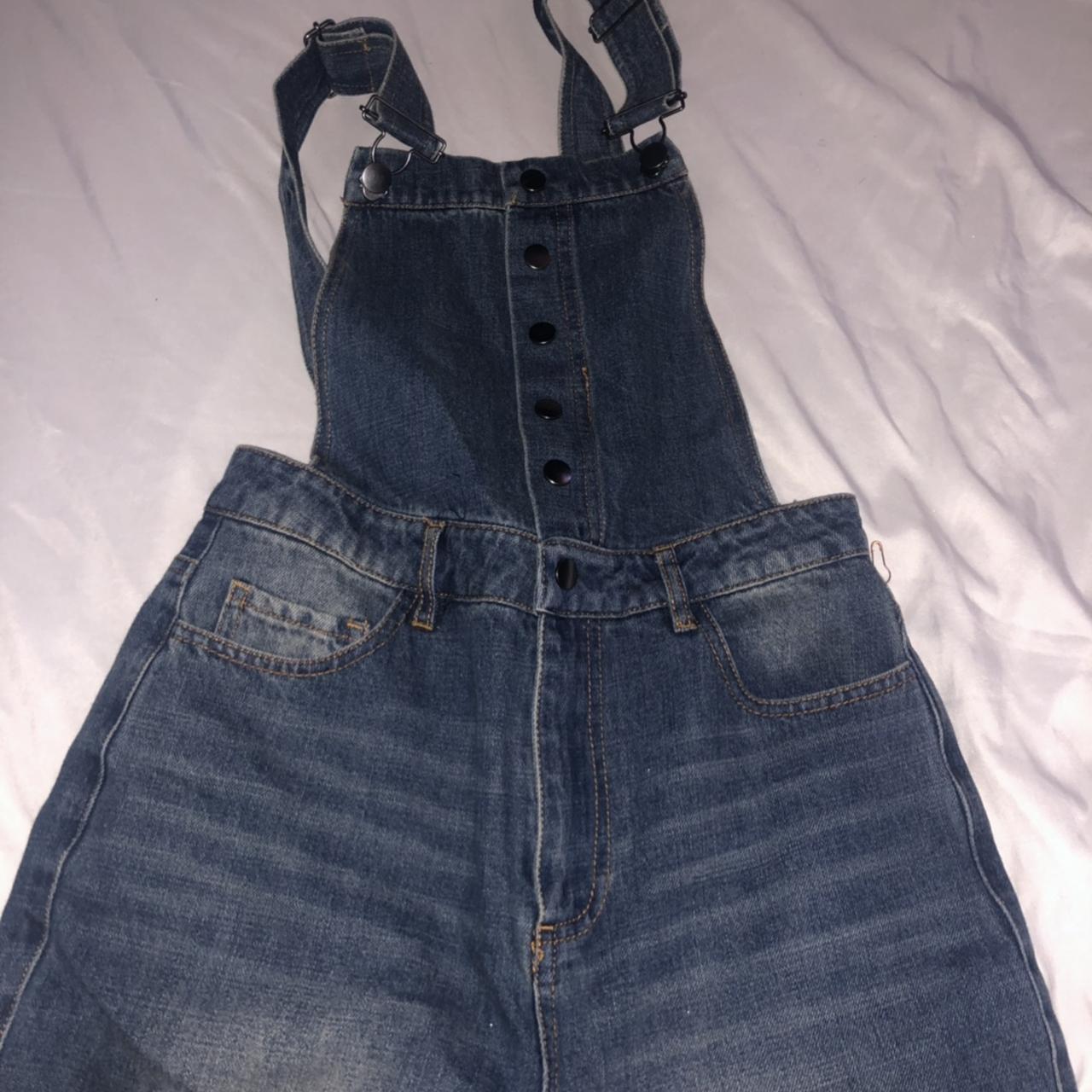 Dark jean overalls. Got these from F21 and they... - Depop