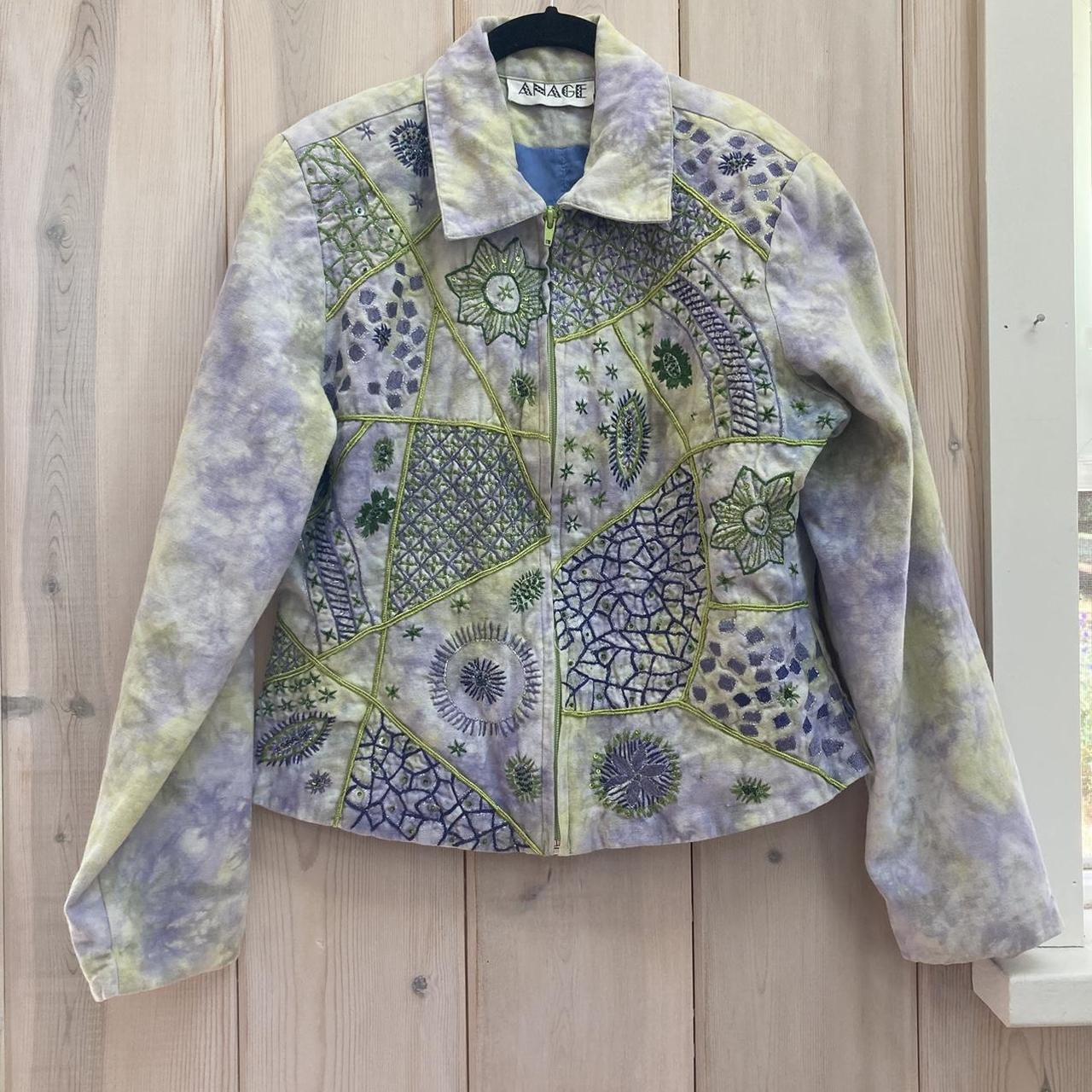 Vintage Anage Jacket Pastel watercolor zip up... - Depop