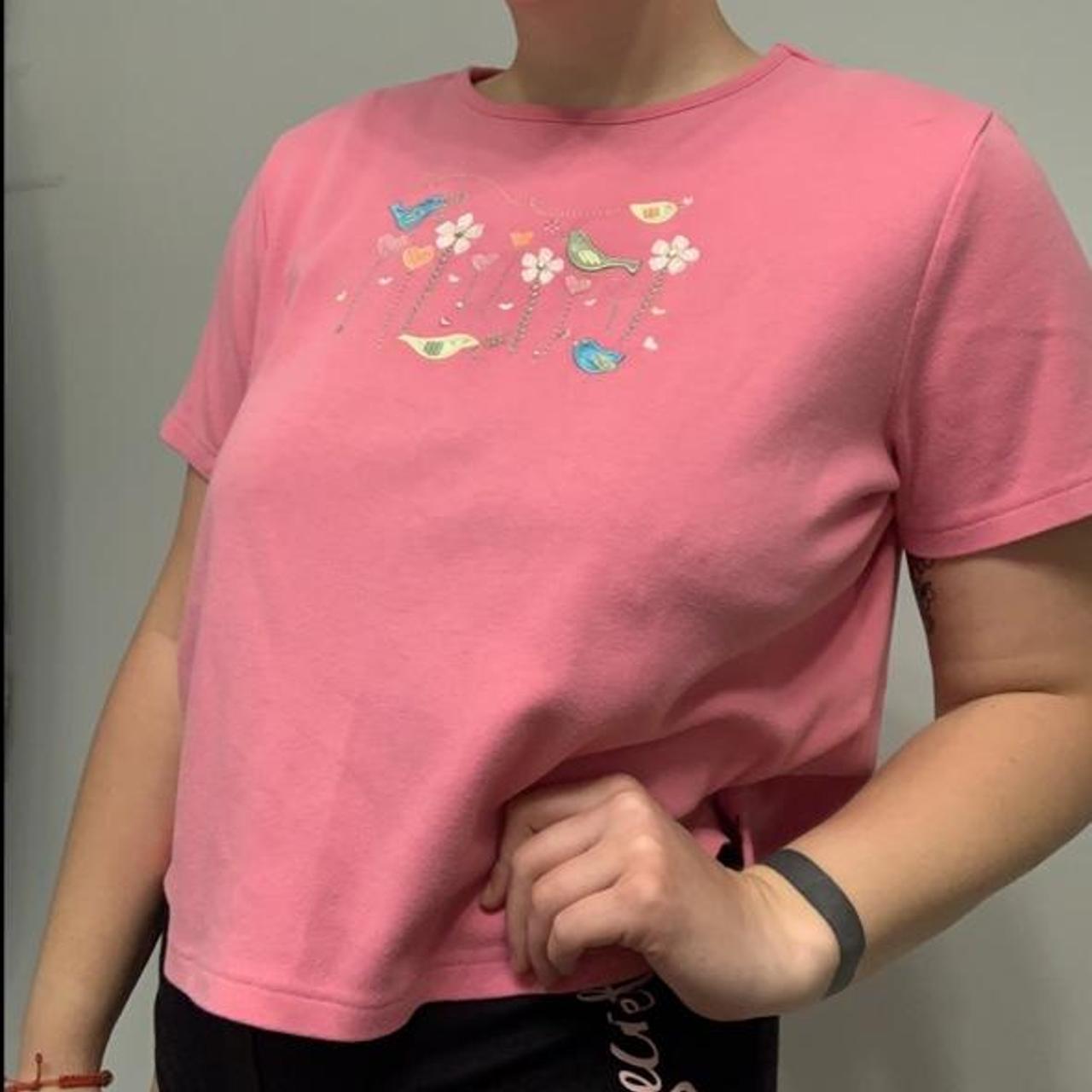 Adorable baby pink graphic tee. Really cute flower... Depop