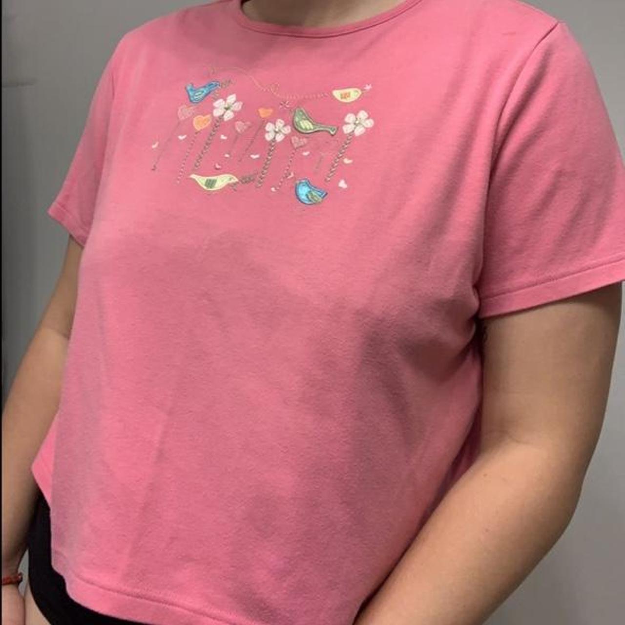 Adorable baby pink graphic tee. Really cute flower... - Depop