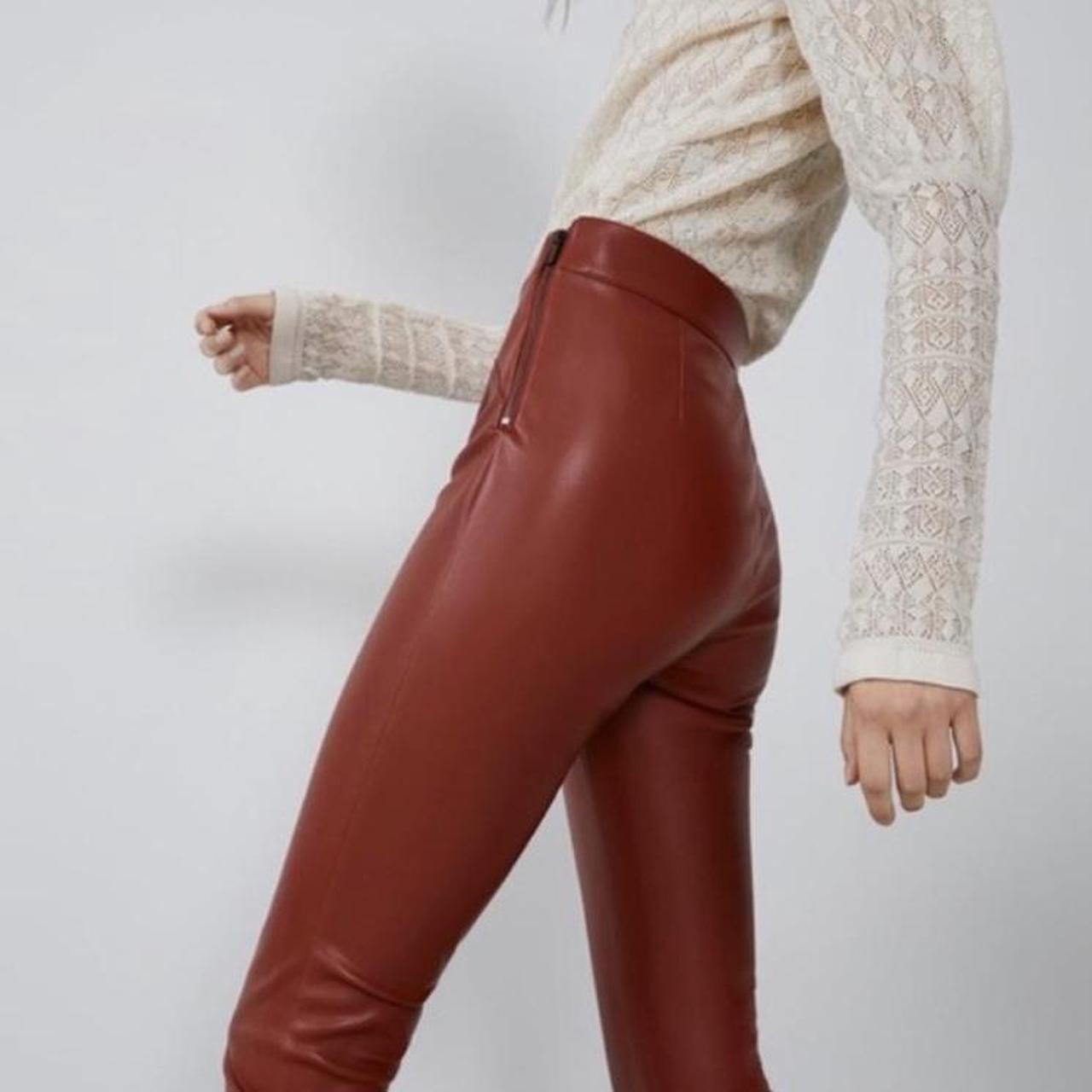 Zara 4387 Split Hem Leather Trousers Zara Zara Black Leather Split