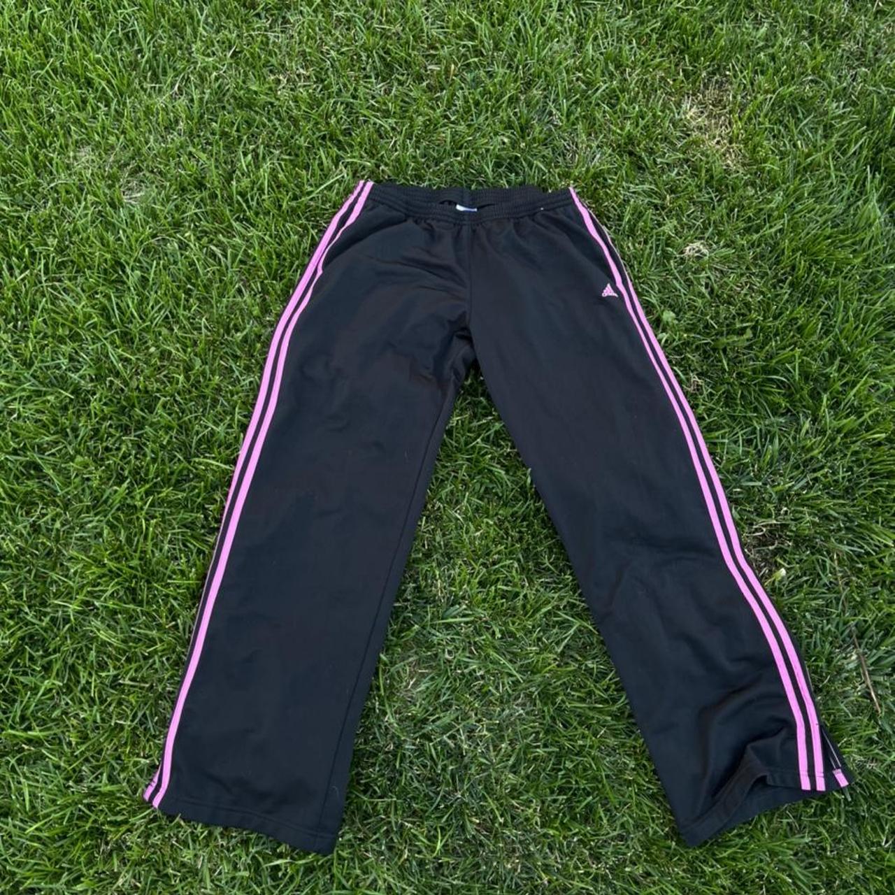 Pink striped adidas track pants 🧚🏼‍♀️ super super comfy... - Depop