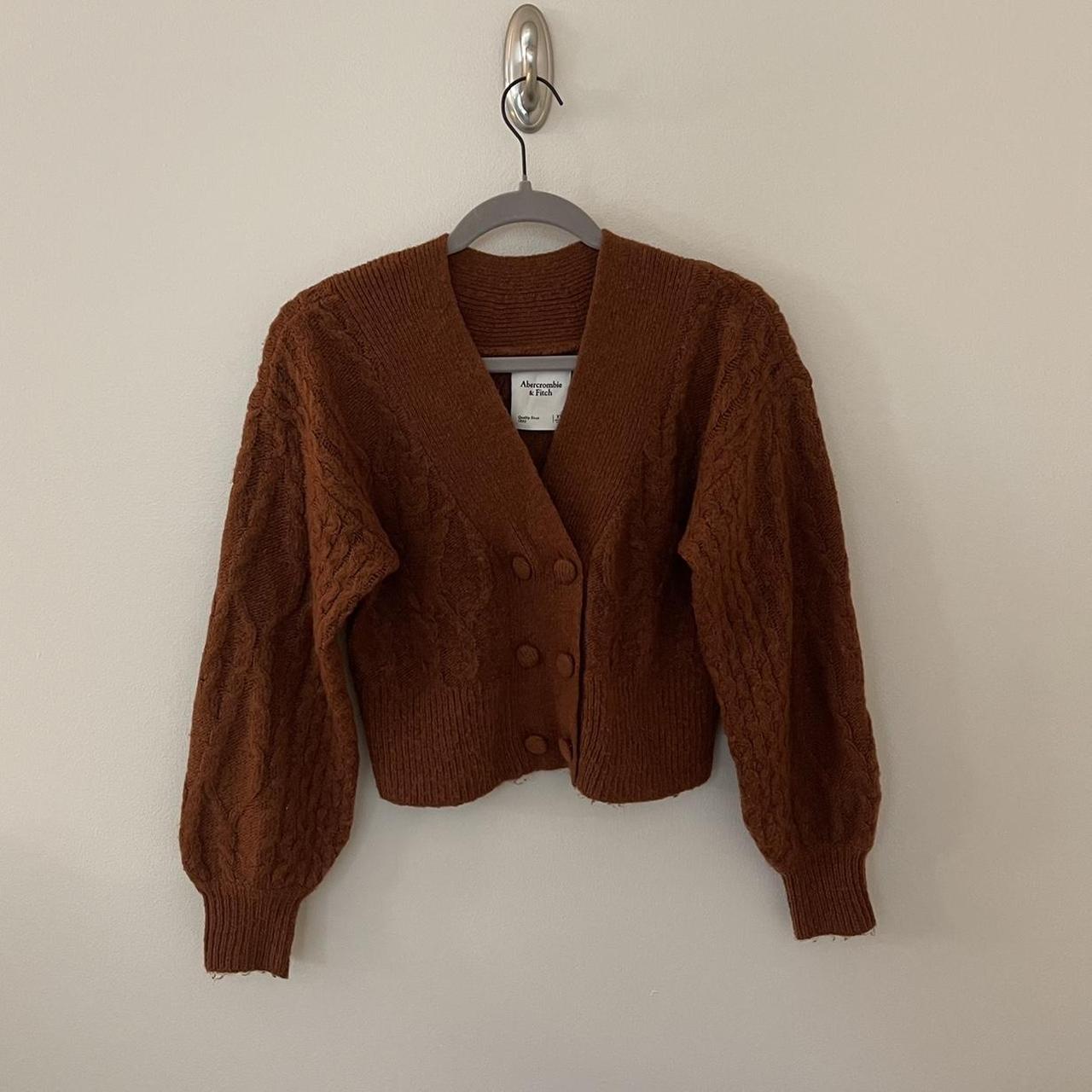 abercrombie and fitch cropped cardigan the brownish... - Depop