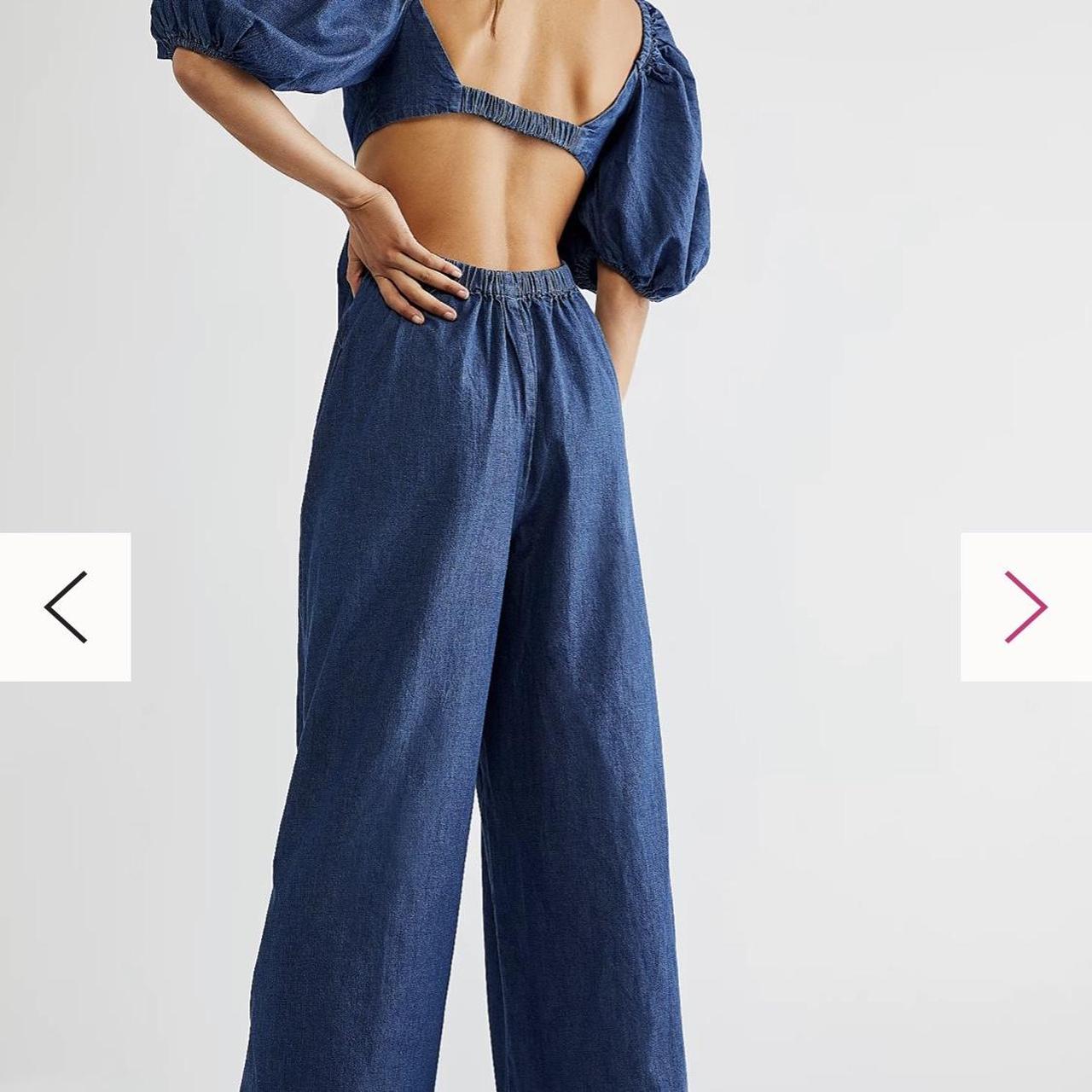 free people amy denim jumpsuit