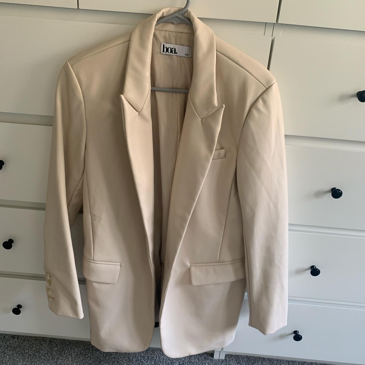 Leather blazer because of alice boa cream good depop