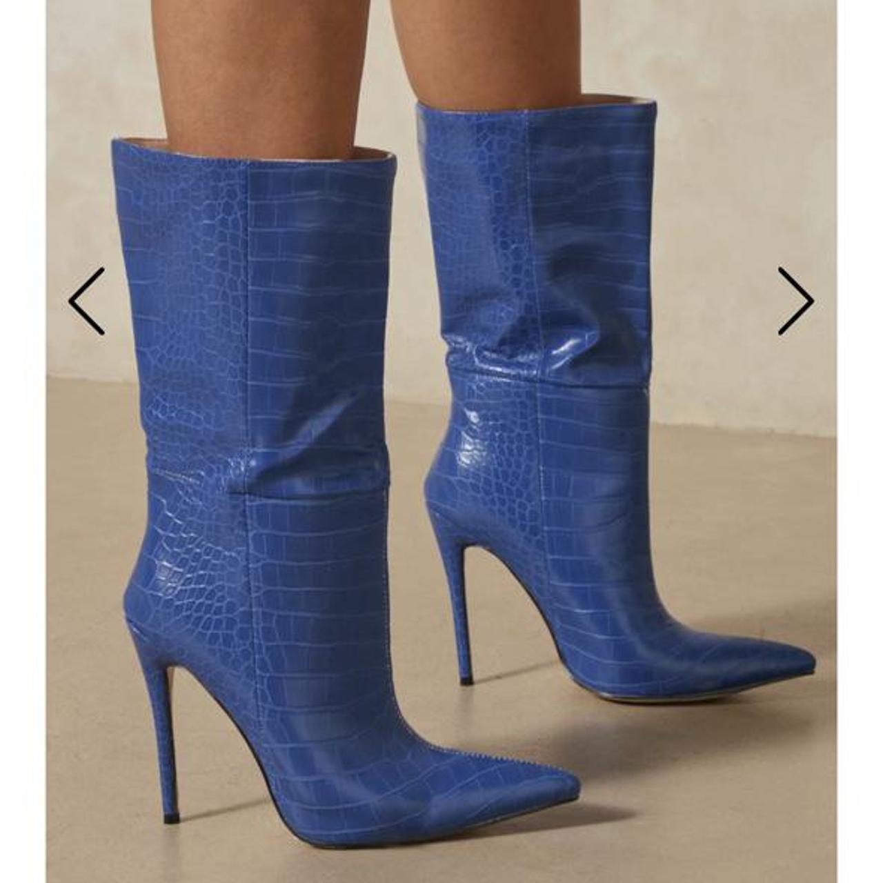 croc print black boots