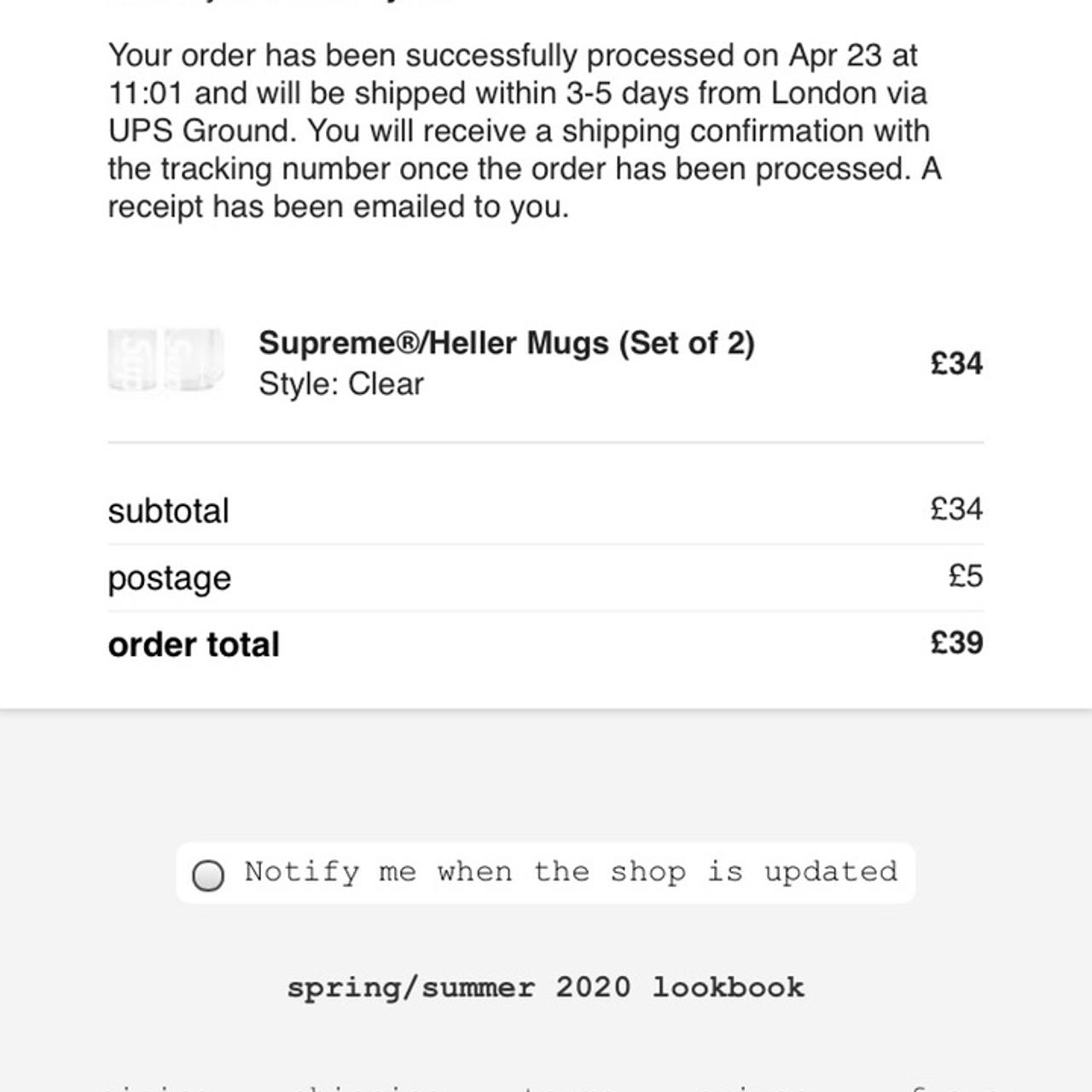 Supreme®/Heller Mugs (Set of 2) - Spring/Summer 2020 Preview – Supreme