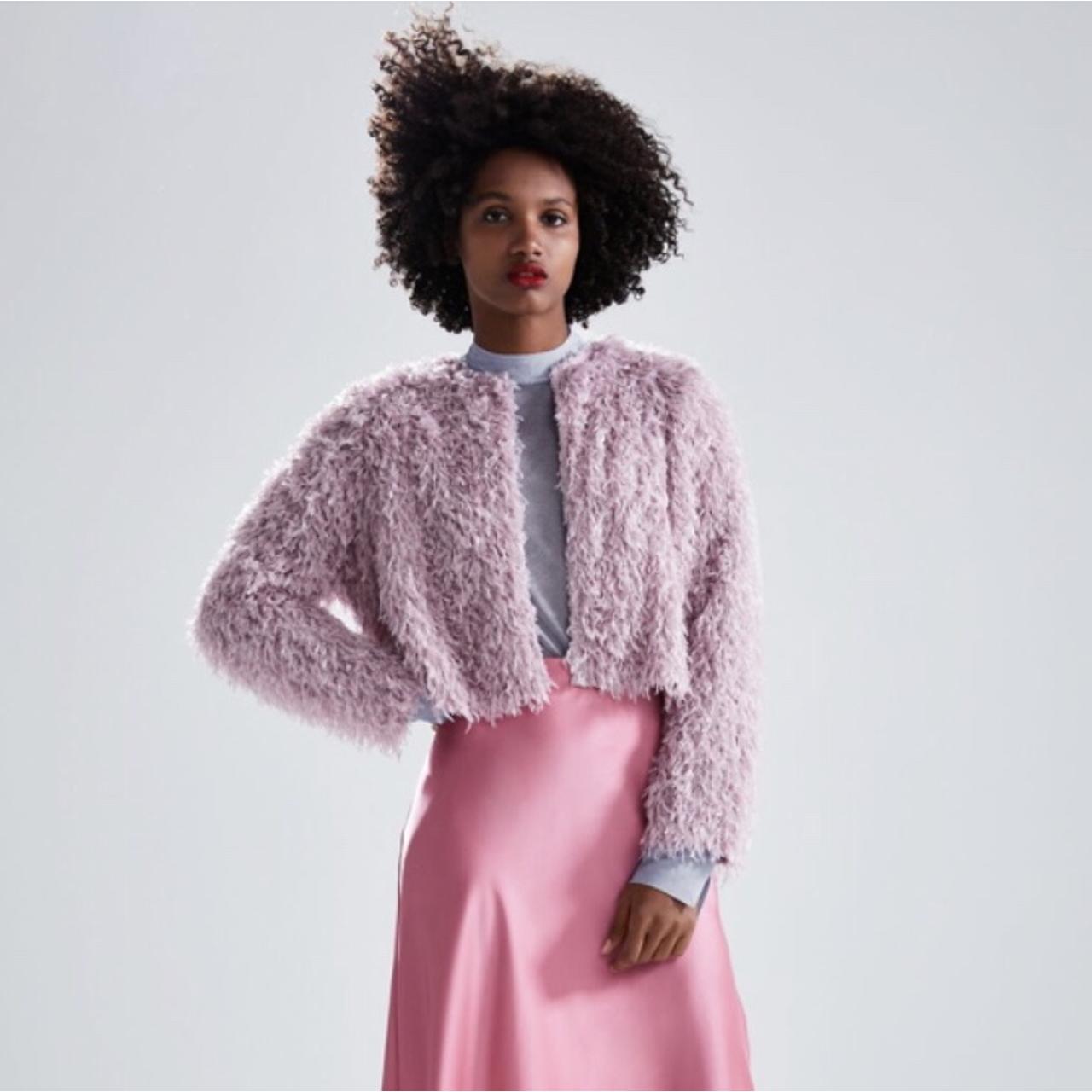Cropped Cardigan Zara Pink Fluffy Cardigan Zara Cropped Knit