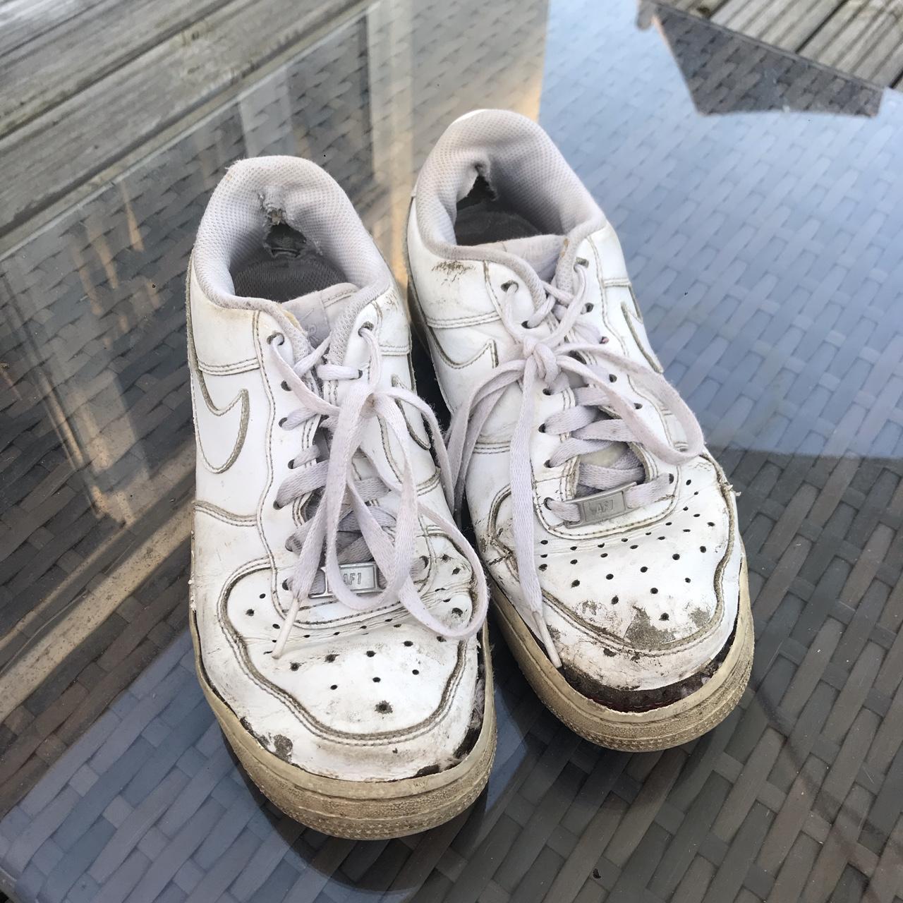 wrecked NIKE AIR FORCE 1s !! SIZE 5.5 They’re not in... - Depop