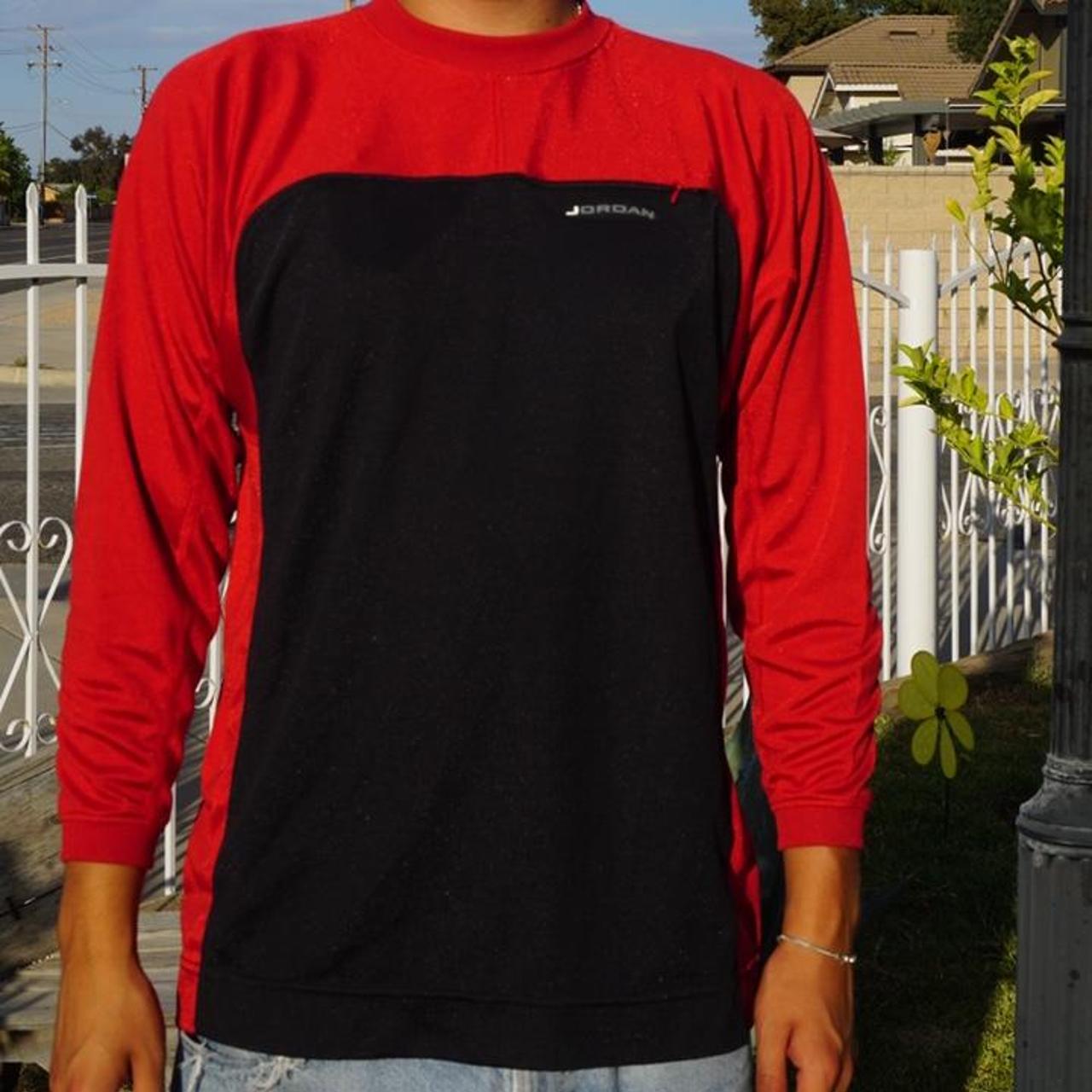 Red jordan best sale long sleeve shirt