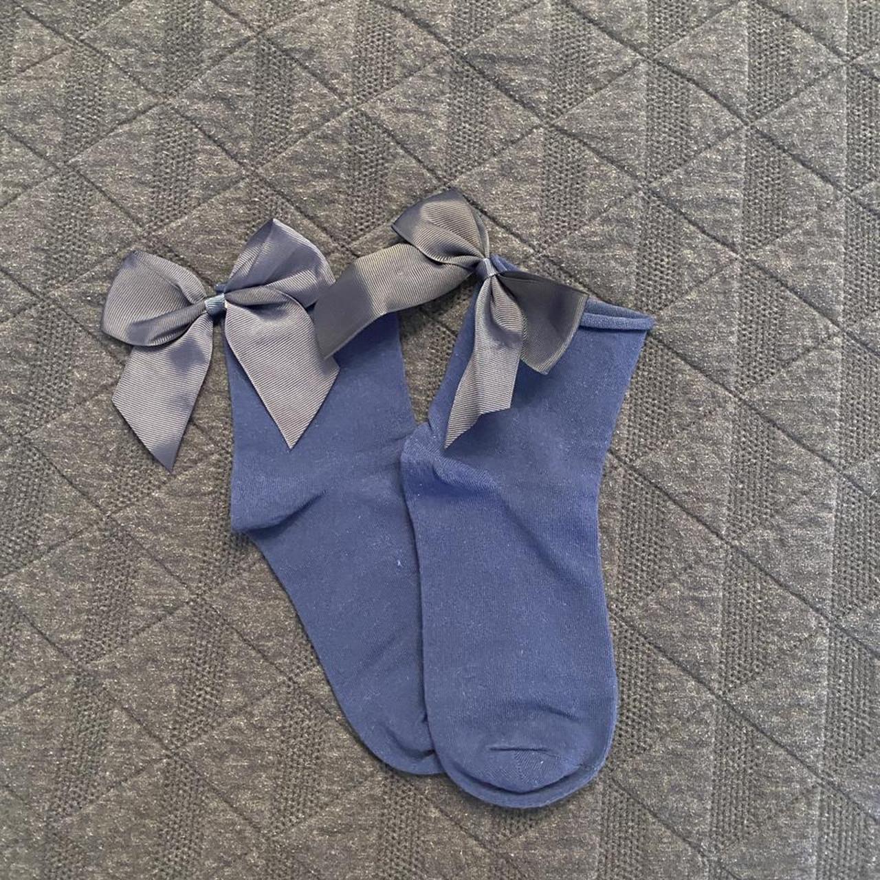 Navy ankle socks with bows. Never worn #lolita... - Depop