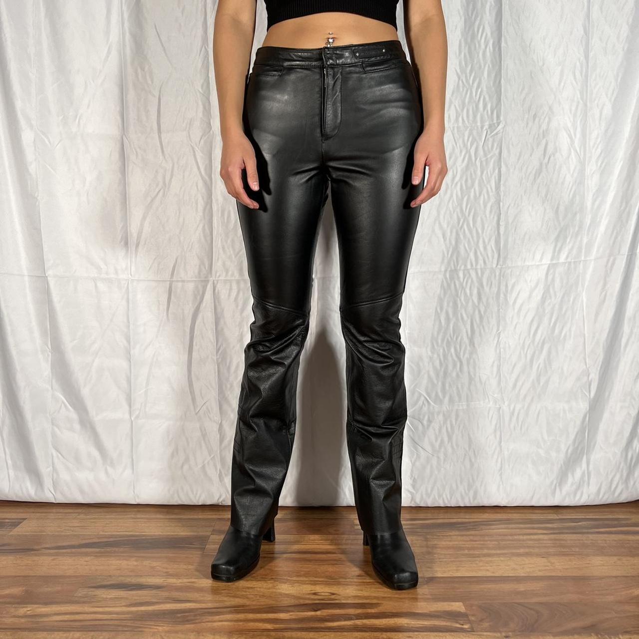 Genuine Harley Davidson Black Studded Leather Pants womens sz 10 Biker