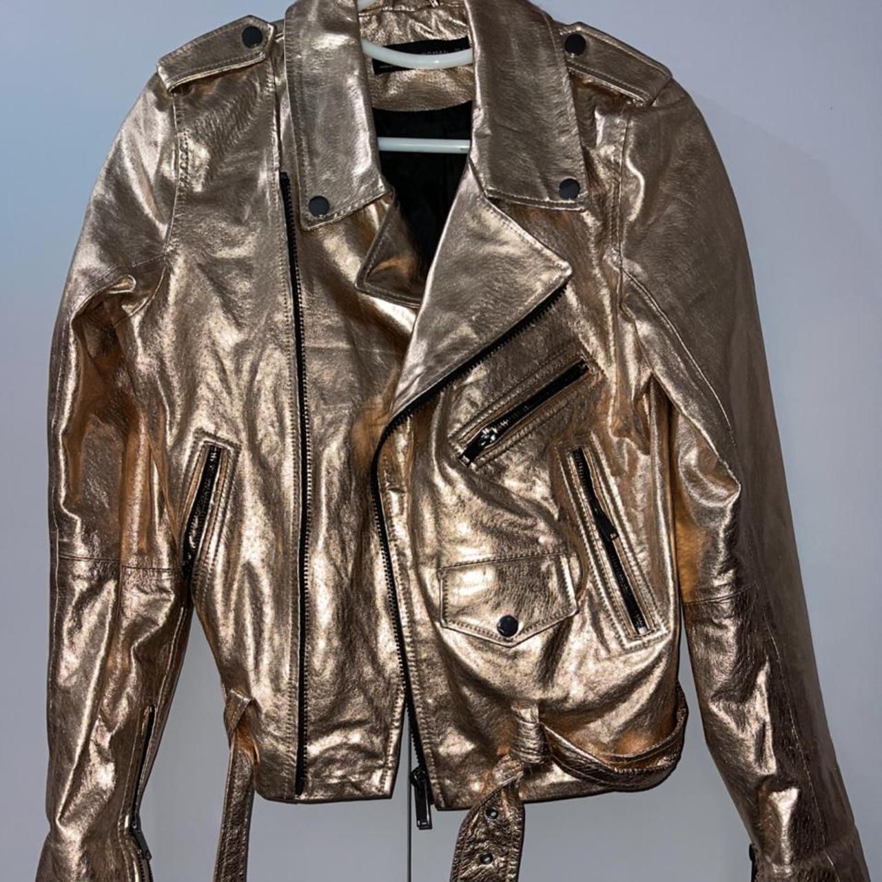 Rose gold Zara biker jacket, size S but would fit a M - Depop