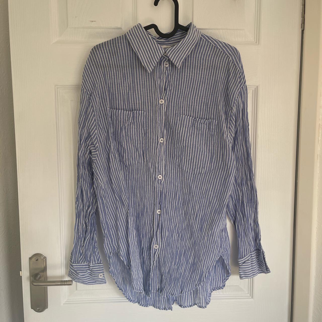 H&M Women's White and Blue Shirt | Depop