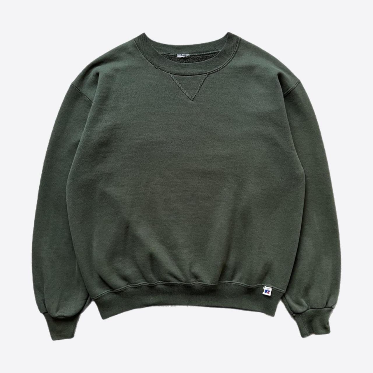 Vintage Russel Faded Green Sweatshirt | 1990s... - Depop