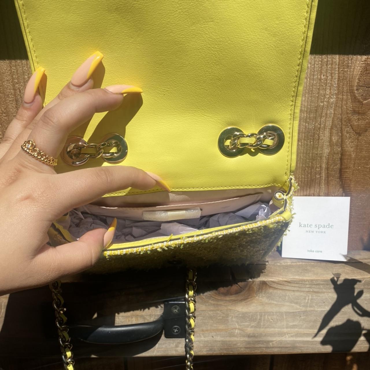 Kate spade yellow crossbody. Leather. Some scratches - Depop