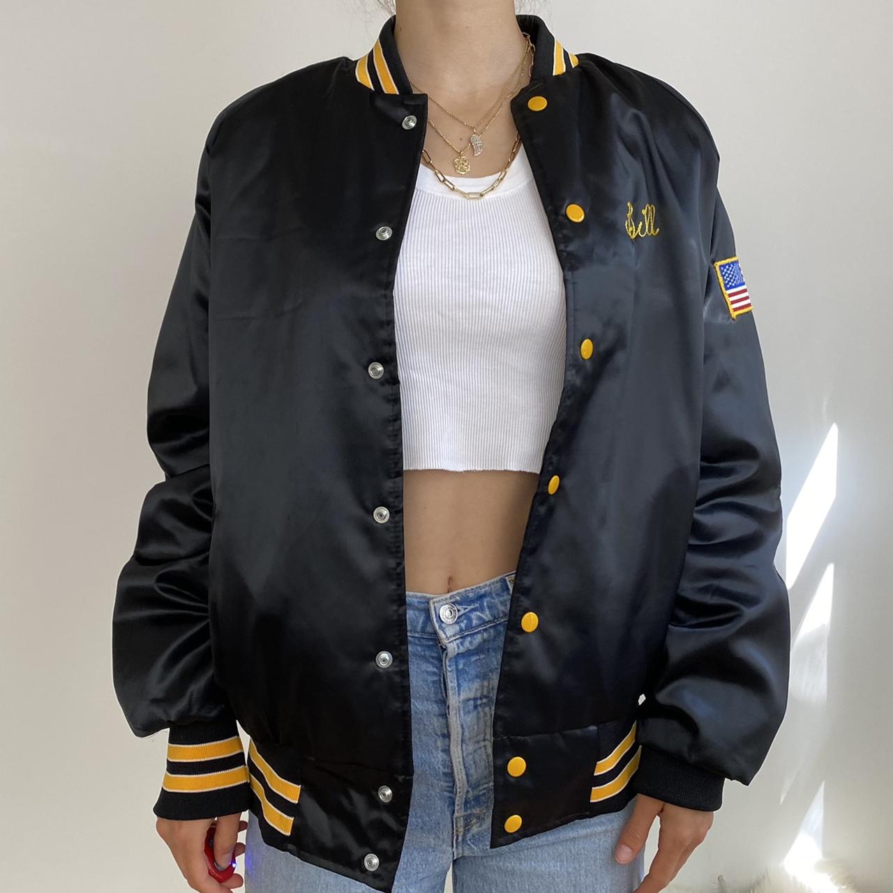 Incredible vintage 80s satin bomber jacket with...