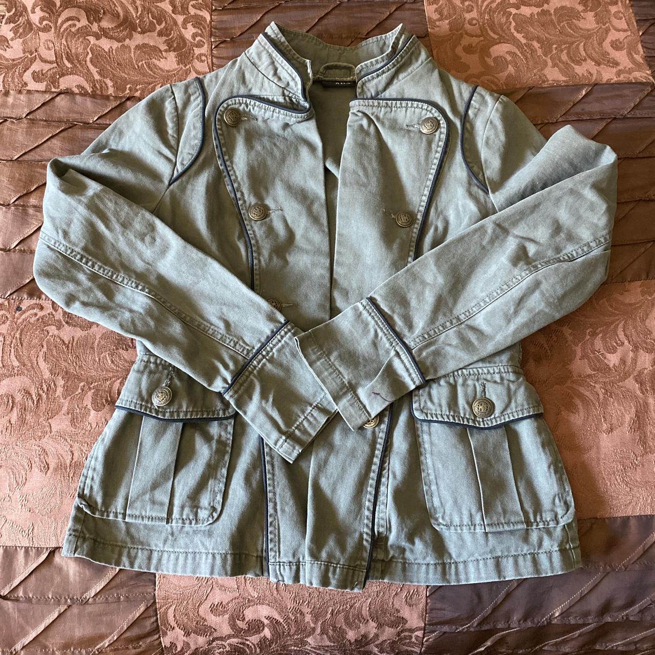 Ana Olive Green Military Style Jacket Size medium... - Depop