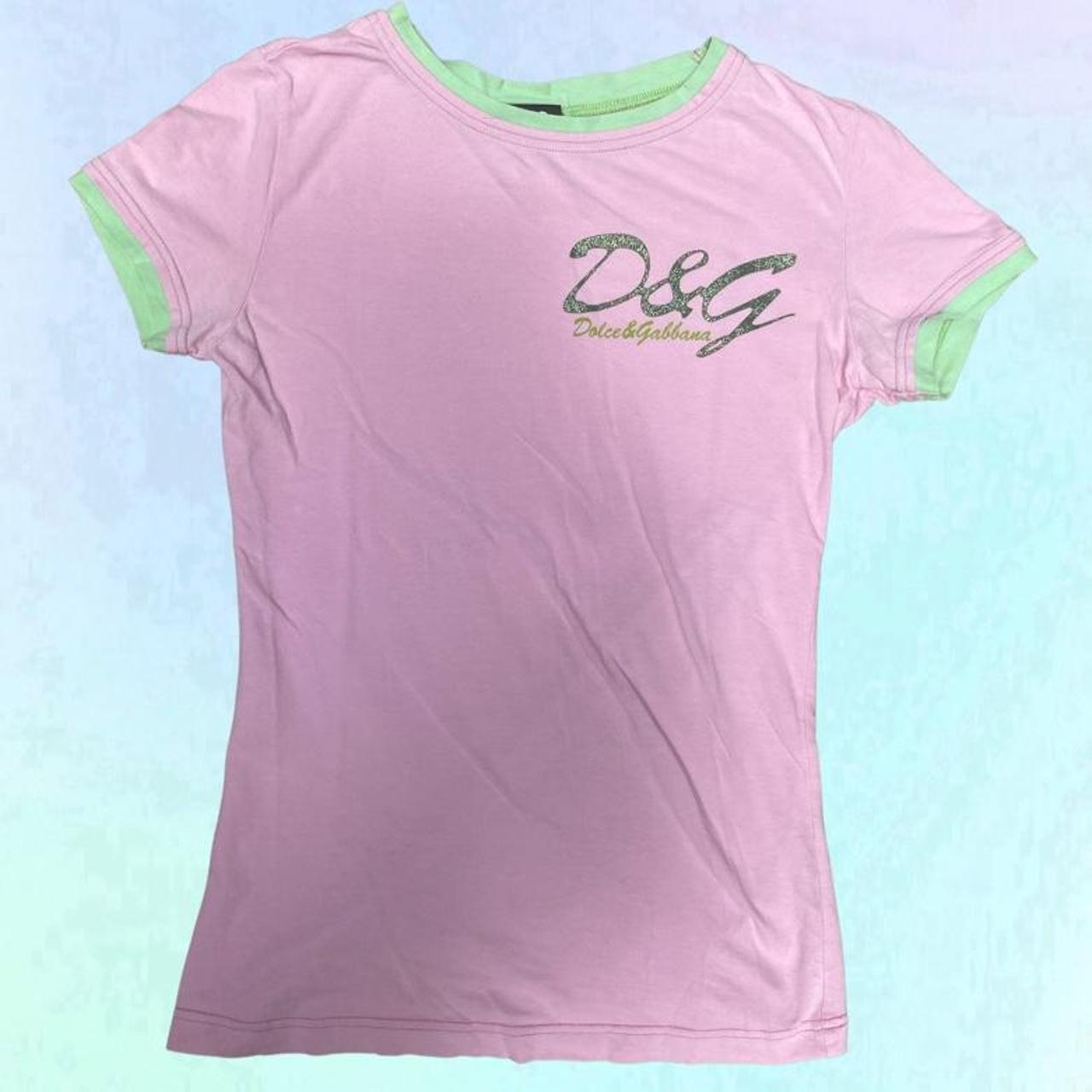 D&G Dolce & Gabbana y2k 90s pink & green shirt. This... - Depop