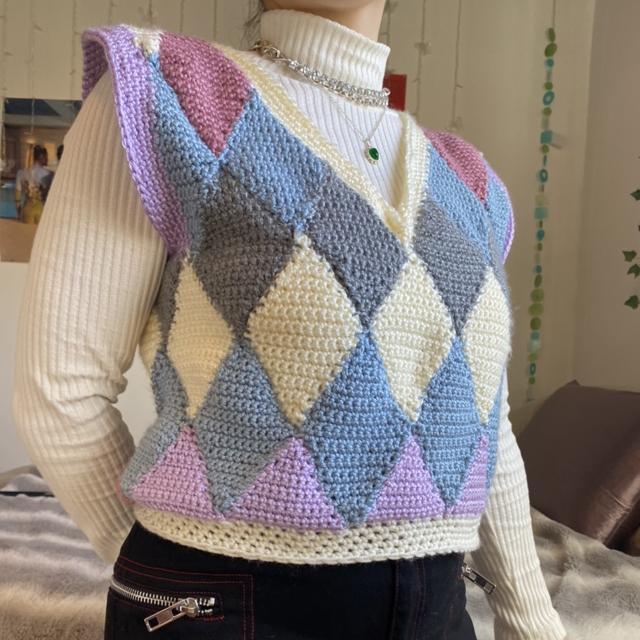 diamond sweater vest crochet