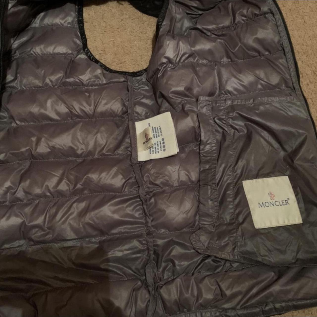 Black Moncler gillet with hood Size small but could... - Depop